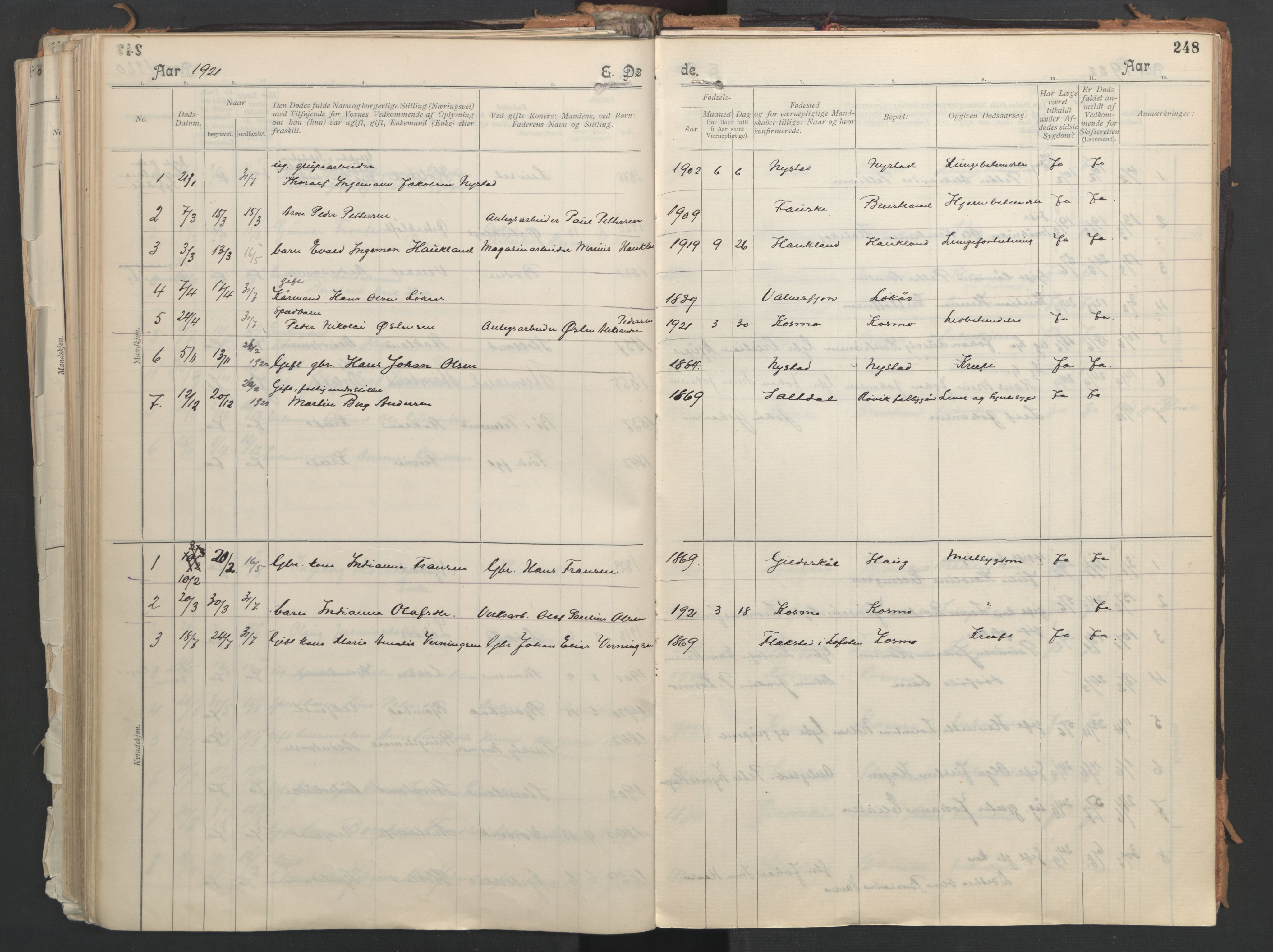 Ministerialprotokoller, klokkerbøker og fødselsregistre - Nordland, AV/SAT-A-1459/851/L0724: Parish register (official) no. 851A01, 1901-1922, p. 248