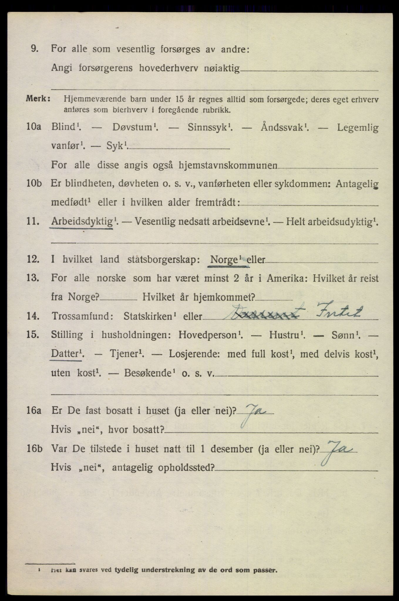 SAK, 1920 census for Oddernes, 1920, p. 6374