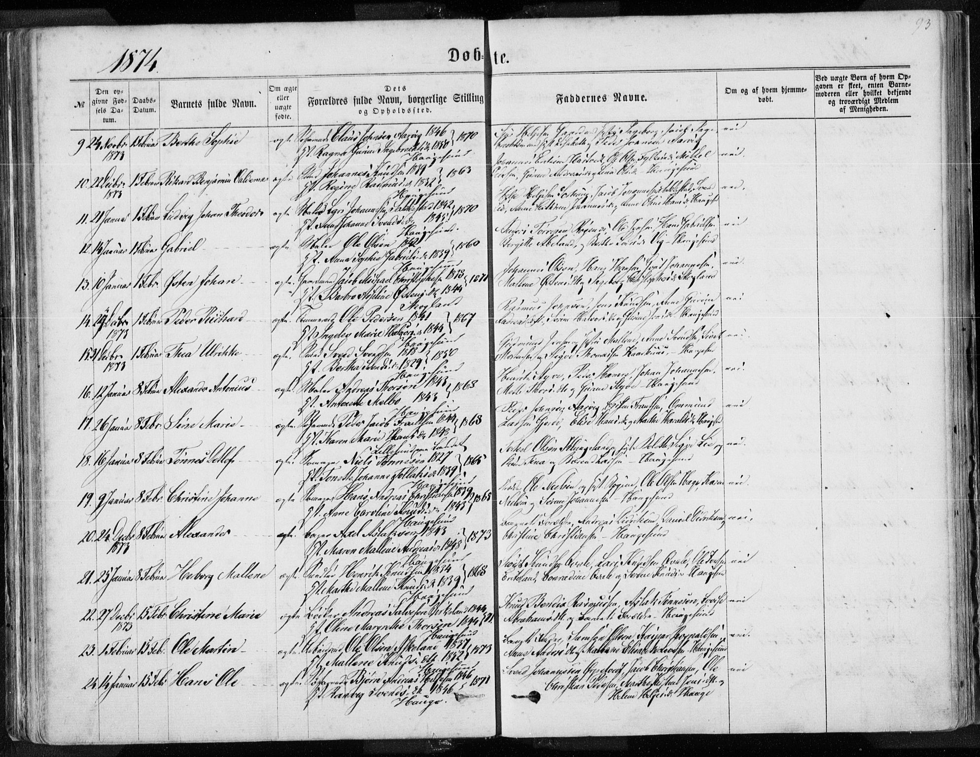 Torvastad sokneprestkontor, AV/SAST-A -101857/H/Ha/Haa/L0012: Parish register (official) no. A 12.1, 1867-1877, p. 93