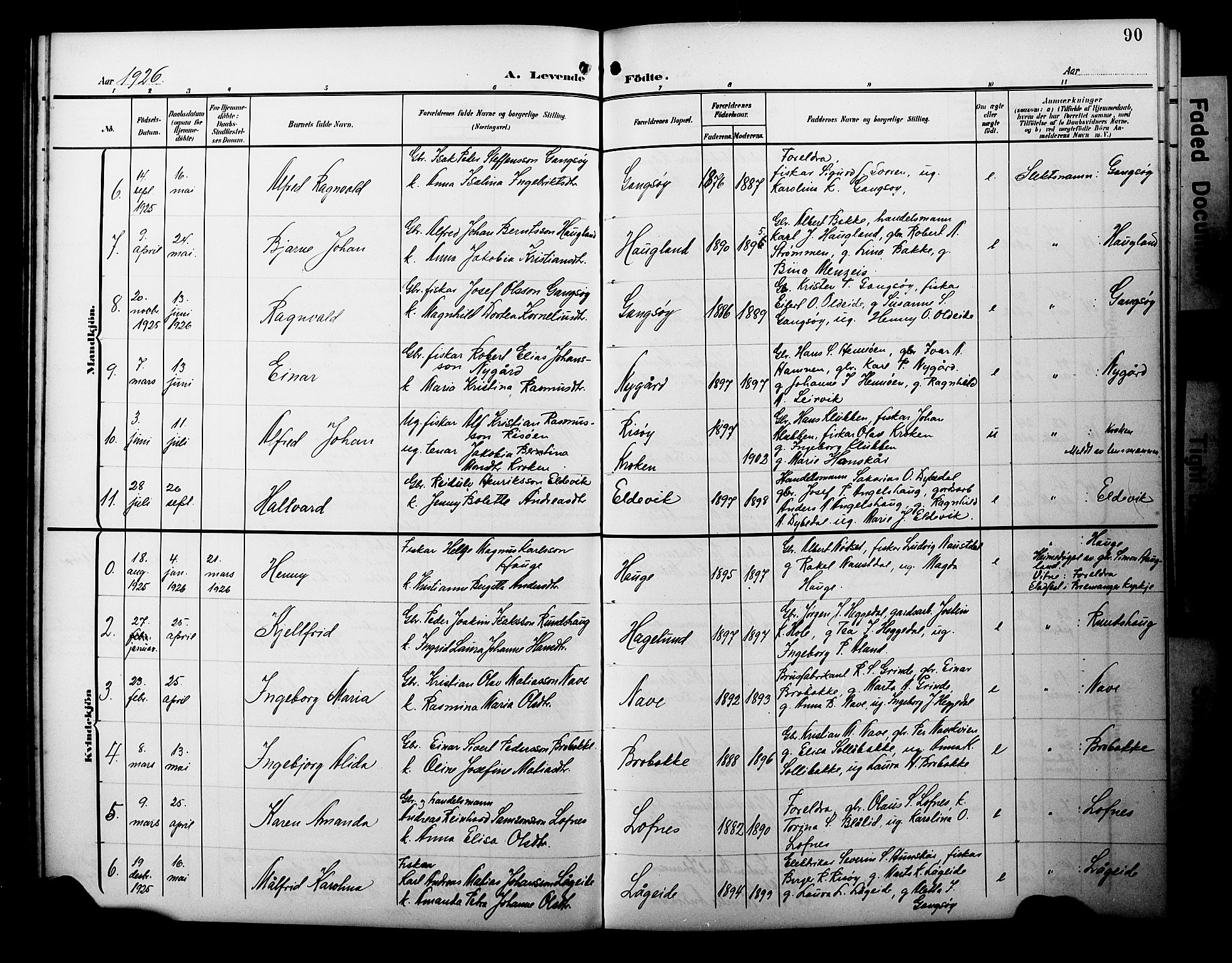 Davik sokneprestembete, SAB/A-79701/H/Hab/Habc/L0003: Parish register (copy) no. C 3, 1907-1929, p. 90