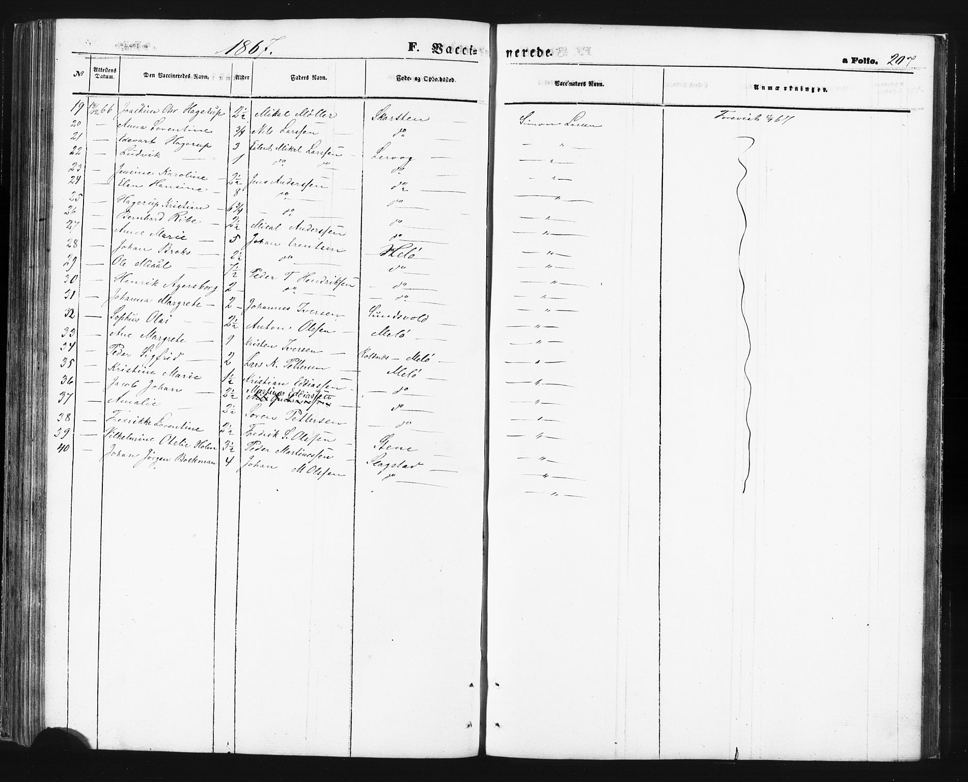 Sand/Bjarkøy sokneprestkontor, AV/SATØ-S-0811/I/Ia/Iab/L0001klokker: Parish register (copy) no. 1, 1866-1877, p. 207