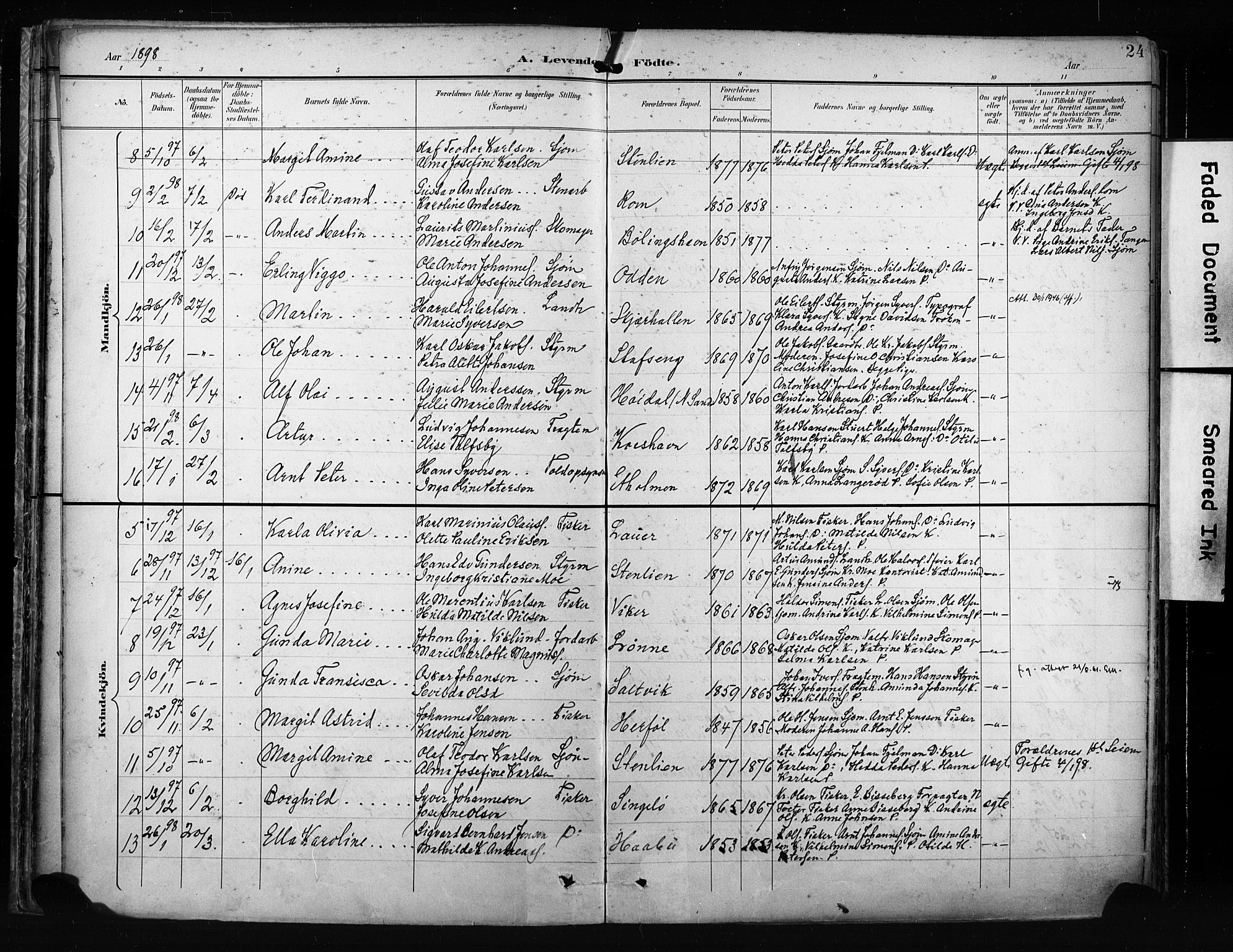 Hvaler prestekontor Kirkebøker, AV/SAO-A-2001/F/Fa/L0009: Parish register (official) no. I 9, 1895-1906, p. 24