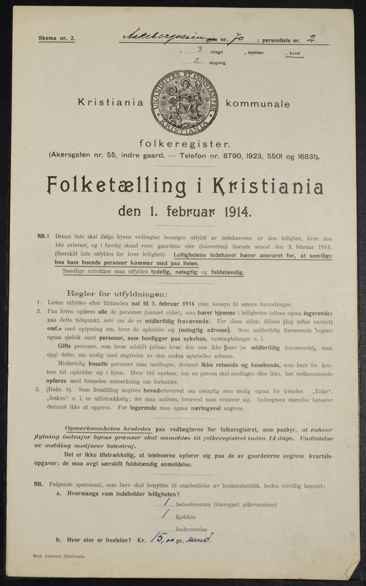 OBA, Municipal Census 1914 for Kristiania, 1914, p. 131944