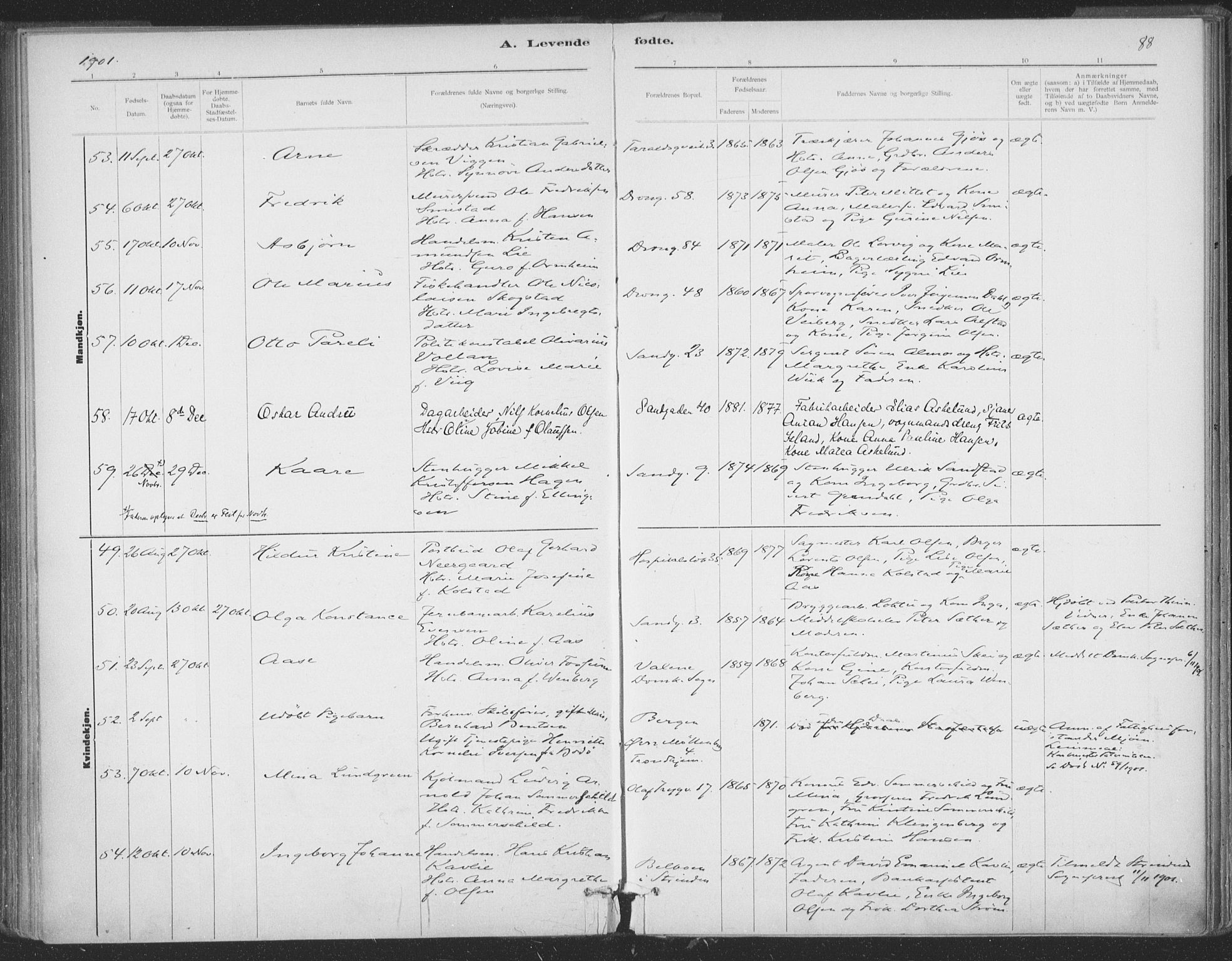 Ministerialprotokoller, klokkerbøker og fødselsregistre - Sør-Trøndelag, AV/SAT-A-1456/602/L0122: Parish register (official) no. 602A20, 1892-1908, p. 88