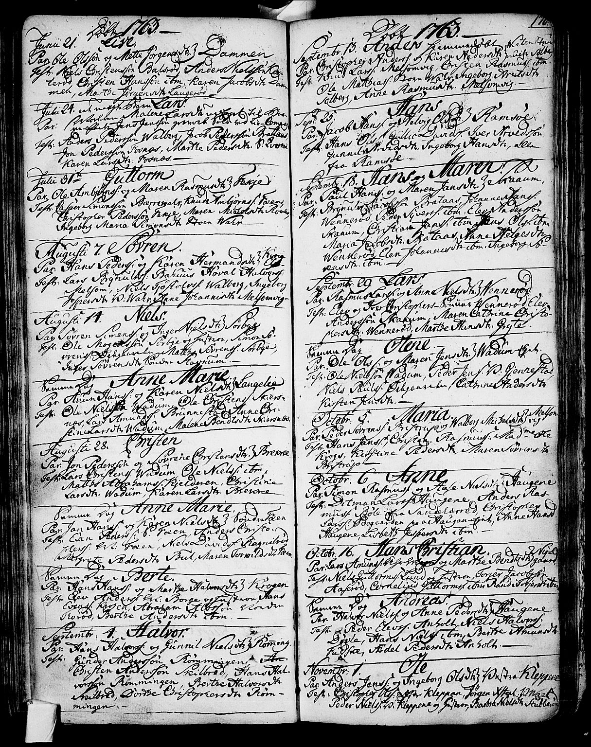 Stokke kirkebøker, AV/SAKO-A-320/F/Fa/L0002: Parish register (official) no. I 2, 1732-1770, p. 170