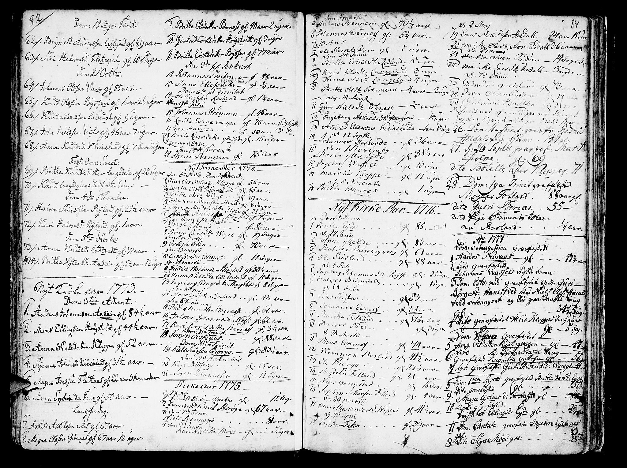 Hosanger sokneprestembete, SAB/A-75801/H/Haa: Parish register (official) no. A 2 /1, 1766-1793, p. 84