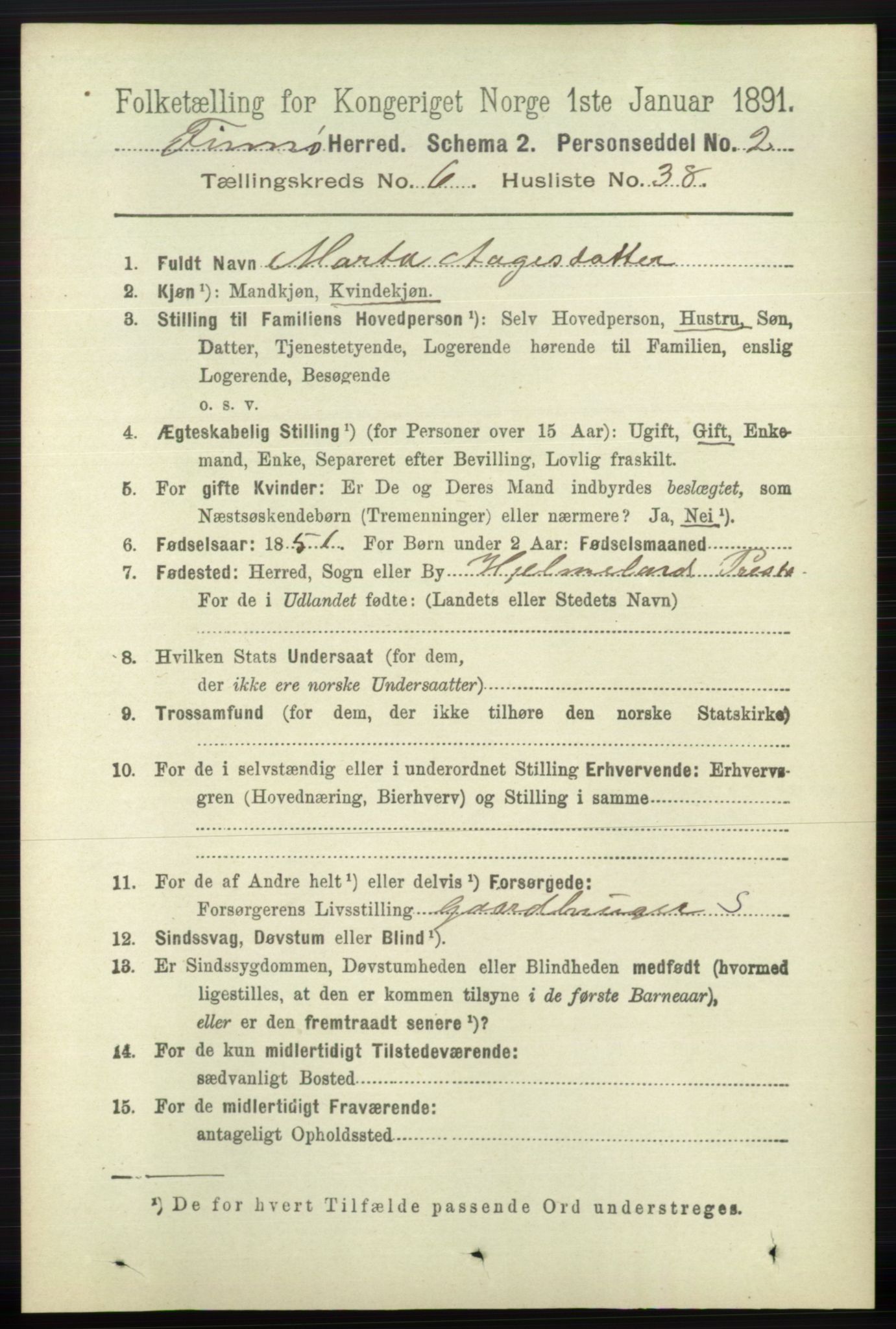 RA, 1891 census for 1141 Finnøy, 1891, p. 1470