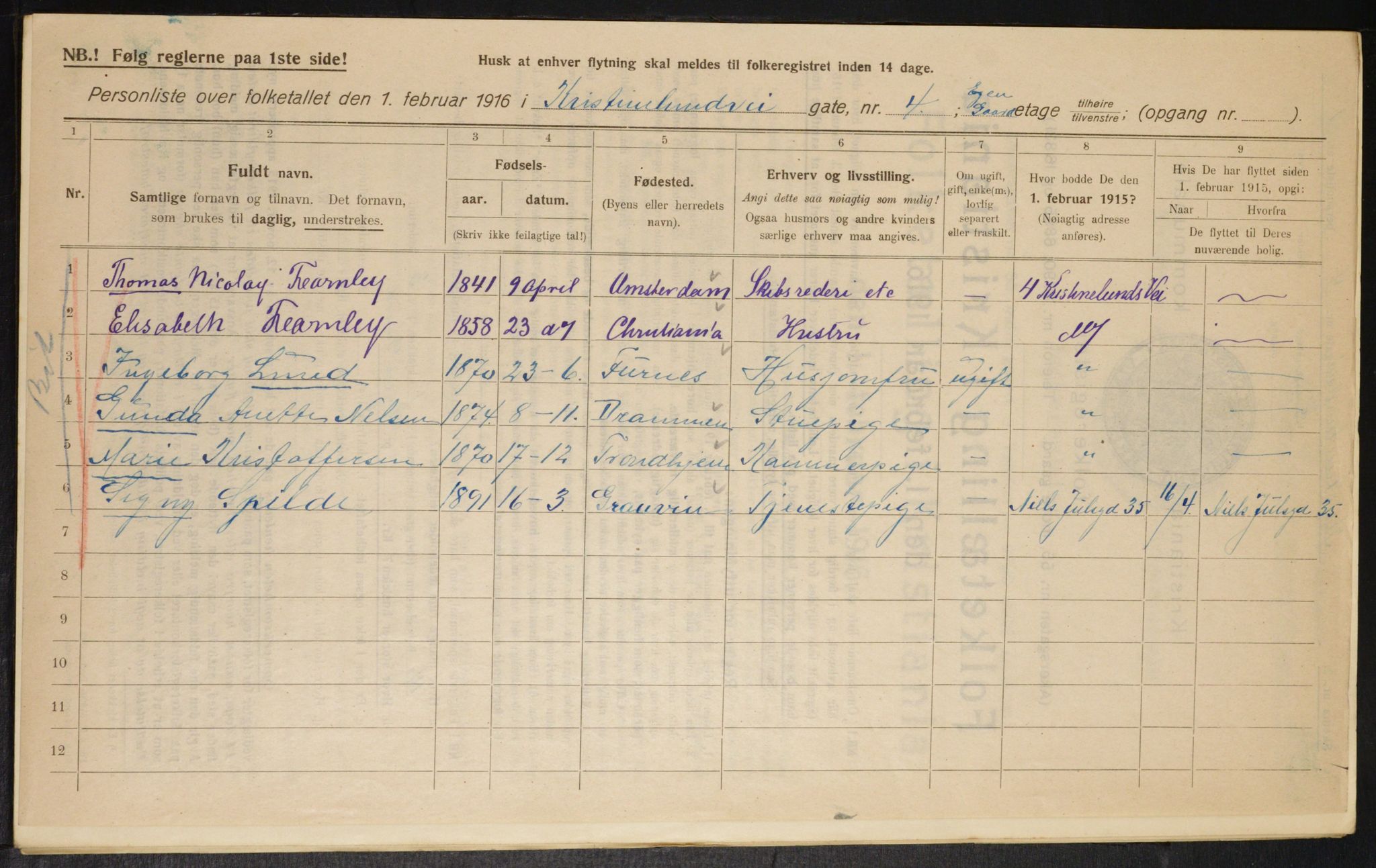 OBA, Municipal Census 1916 for Kristiania, 1916, p. 55648