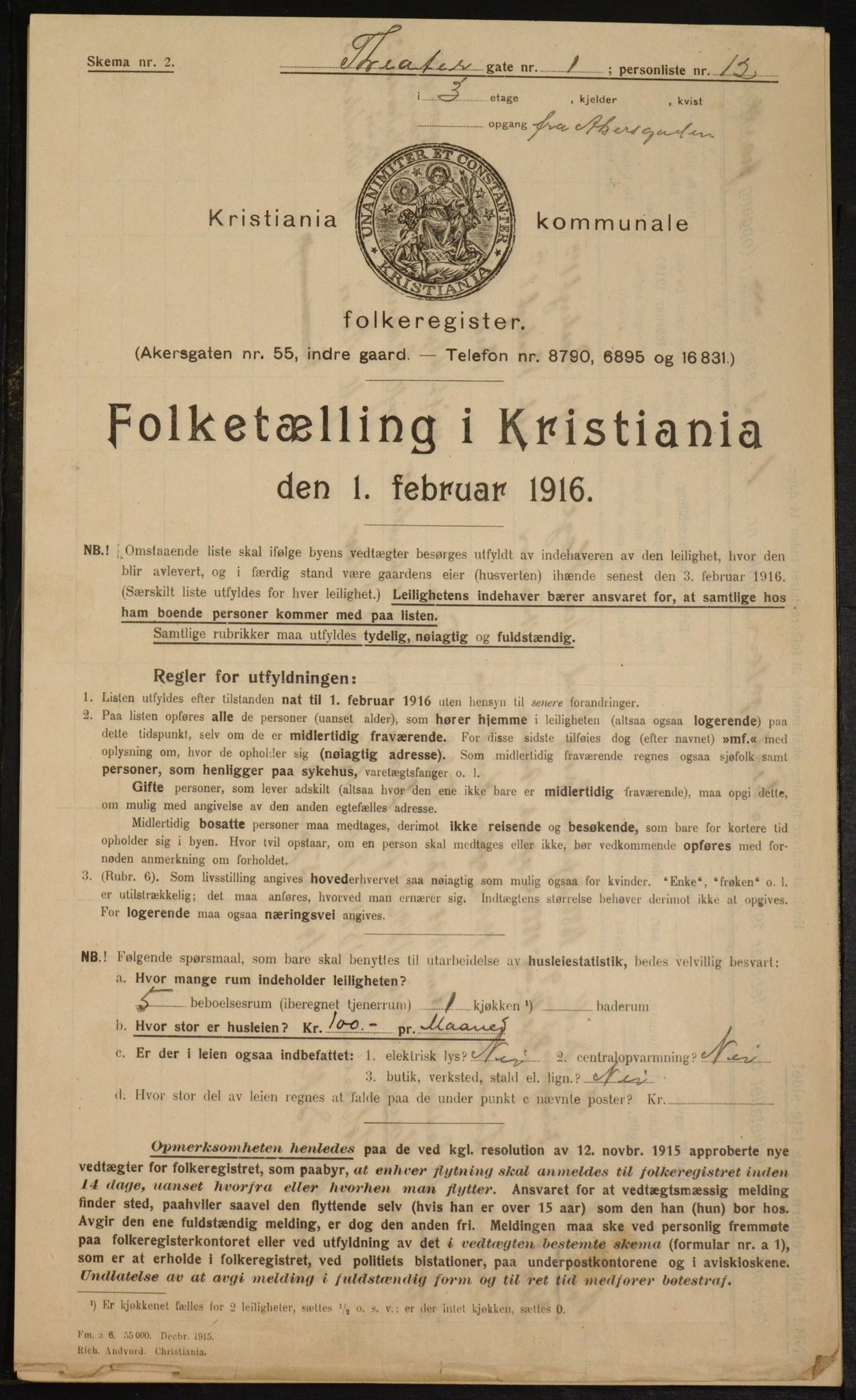 OBA, Municipal Census 1916 for Kristiania, 1916, p. 110014