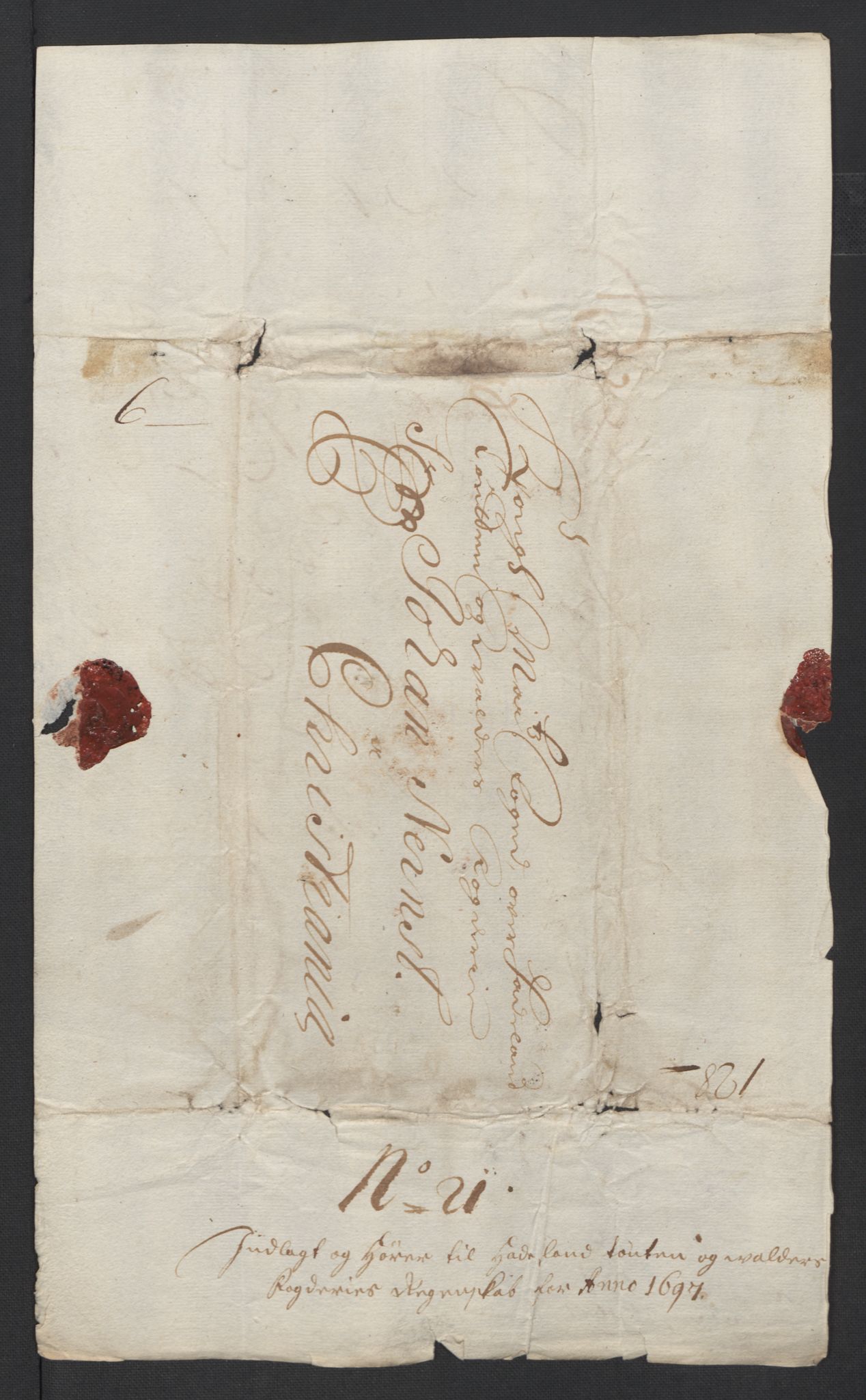 Rentekammeret inntil 1814, Reviderte regnskaper, Fogderegnskap, AV/RA-EA-4092/R18/L1295: Fogderegnskap Hadeland, Toten og Valdres, 1697, p. 264