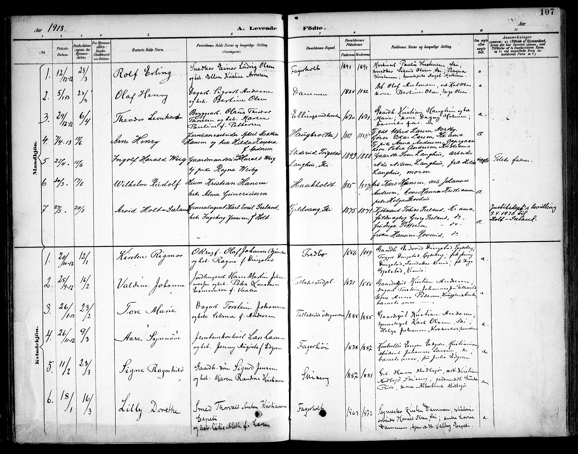 Kråkstad prestekontor Kirkebøker, SAO/A-10125a/F/Fb/L0002: Parish register (official) no. II 2, 1893-1917, p. 107