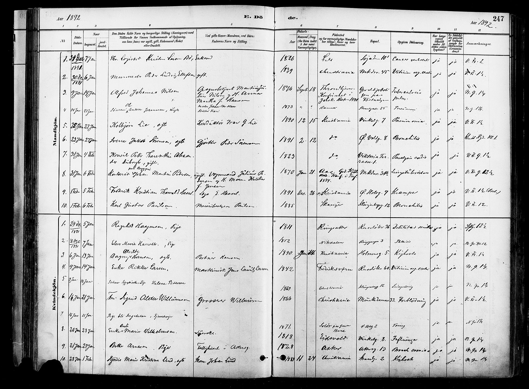 Johannes prestekontor Kirkebøker, AV/SAO-A-10852/F/Fa/L0004: Parish register (official) no. 4, 1883-1907, p. 247