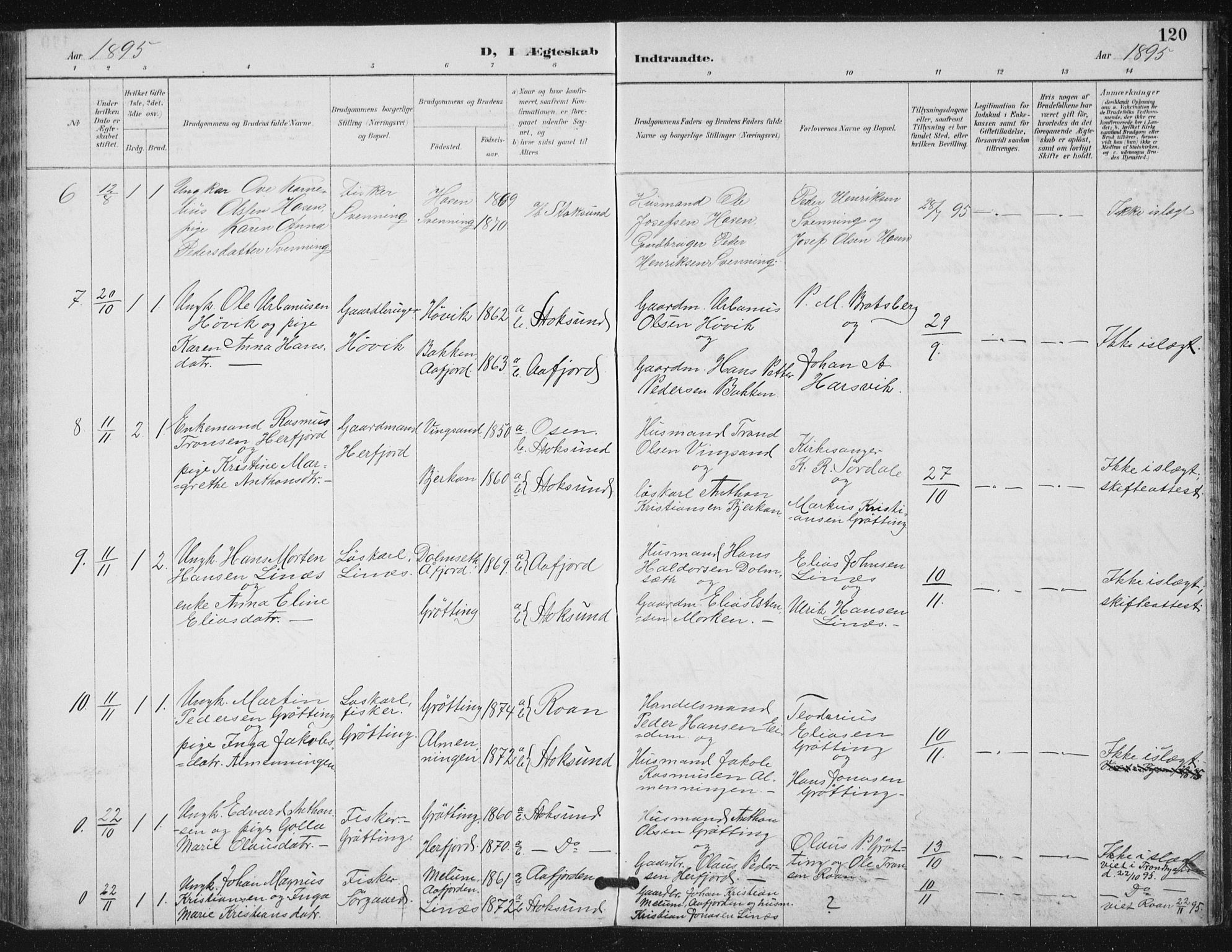 Ministerialprotokoller, klokkerbøker og fødselsregistre - Sør-Trøndelag, AV/SAT-A-1456/656/L0698: Parish register (copy) no. 656C04, 1890-1904, p. 120