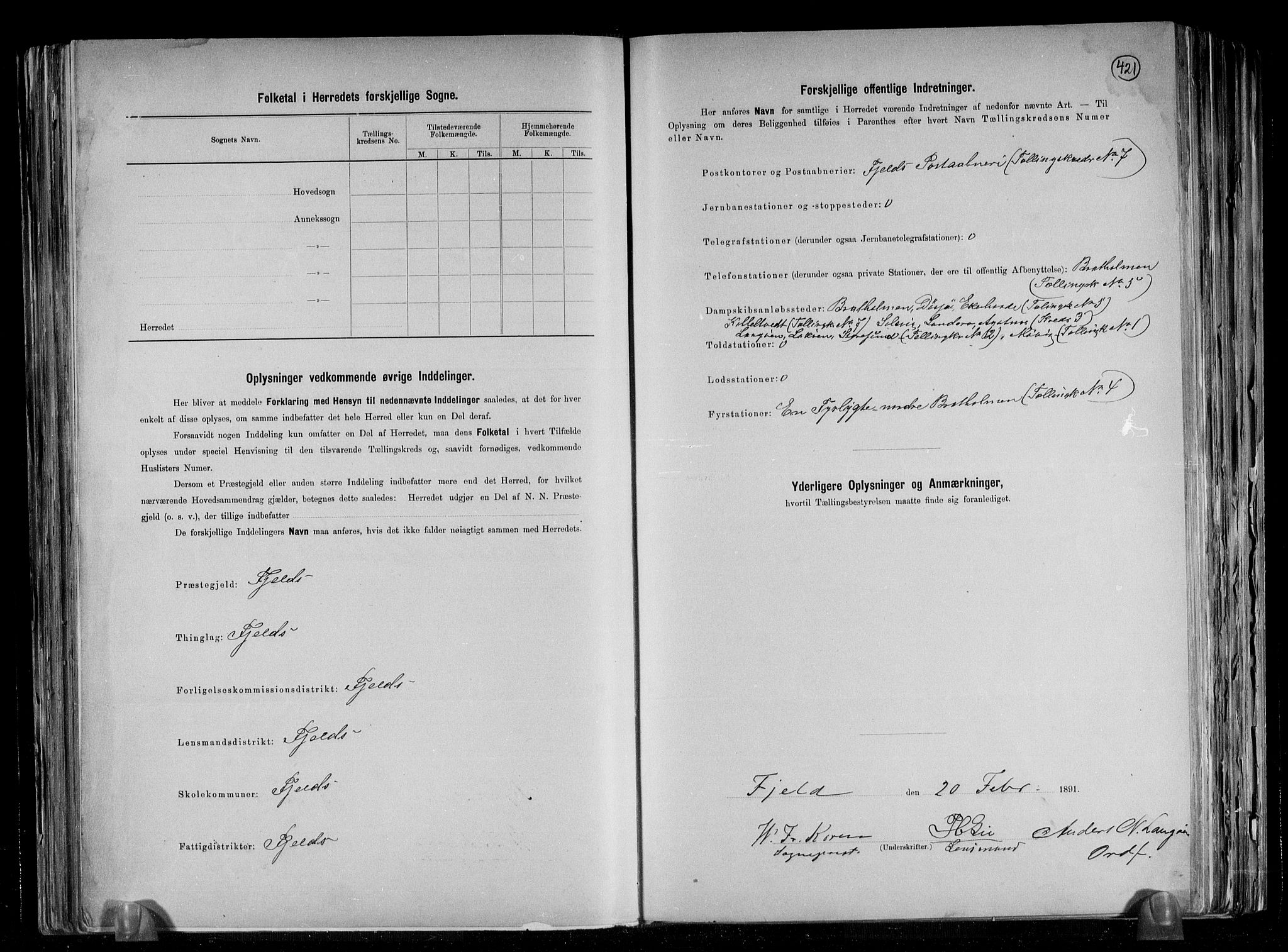 RA, 1891 census for 1246 Fjell, 1891, p. 3