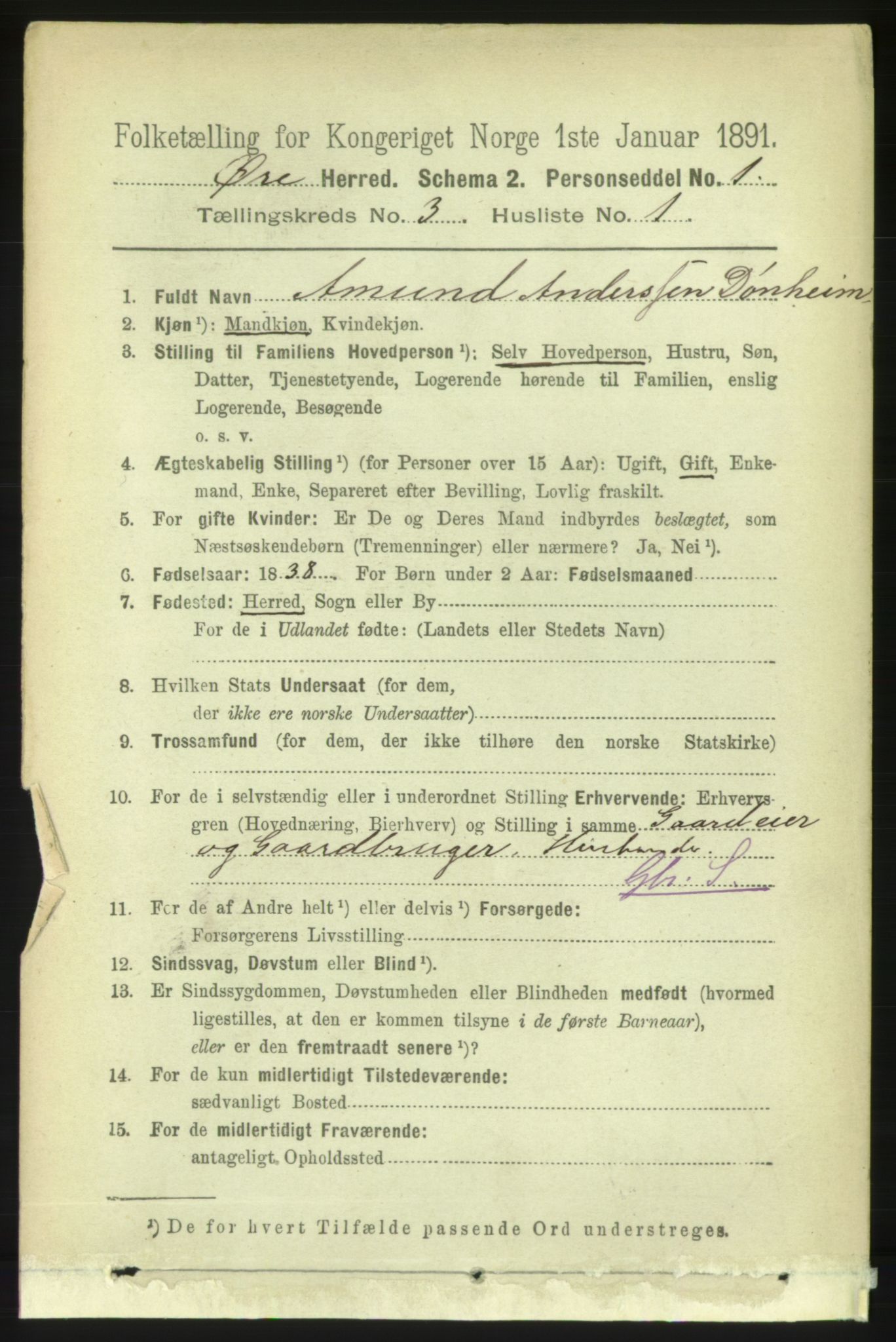 RA, 1891 census for 1558 Øre, 1891, p. 1085