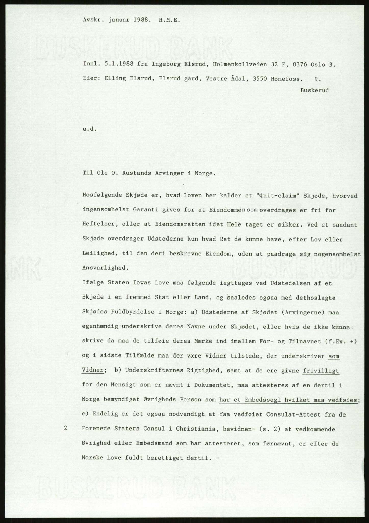 Samlinger til kildeutgivelse, Amerikabrevene, RA/EA-4057/F/L0018: Innlån fra Buskerud: Elsrud, 1838-1914, p. 1259