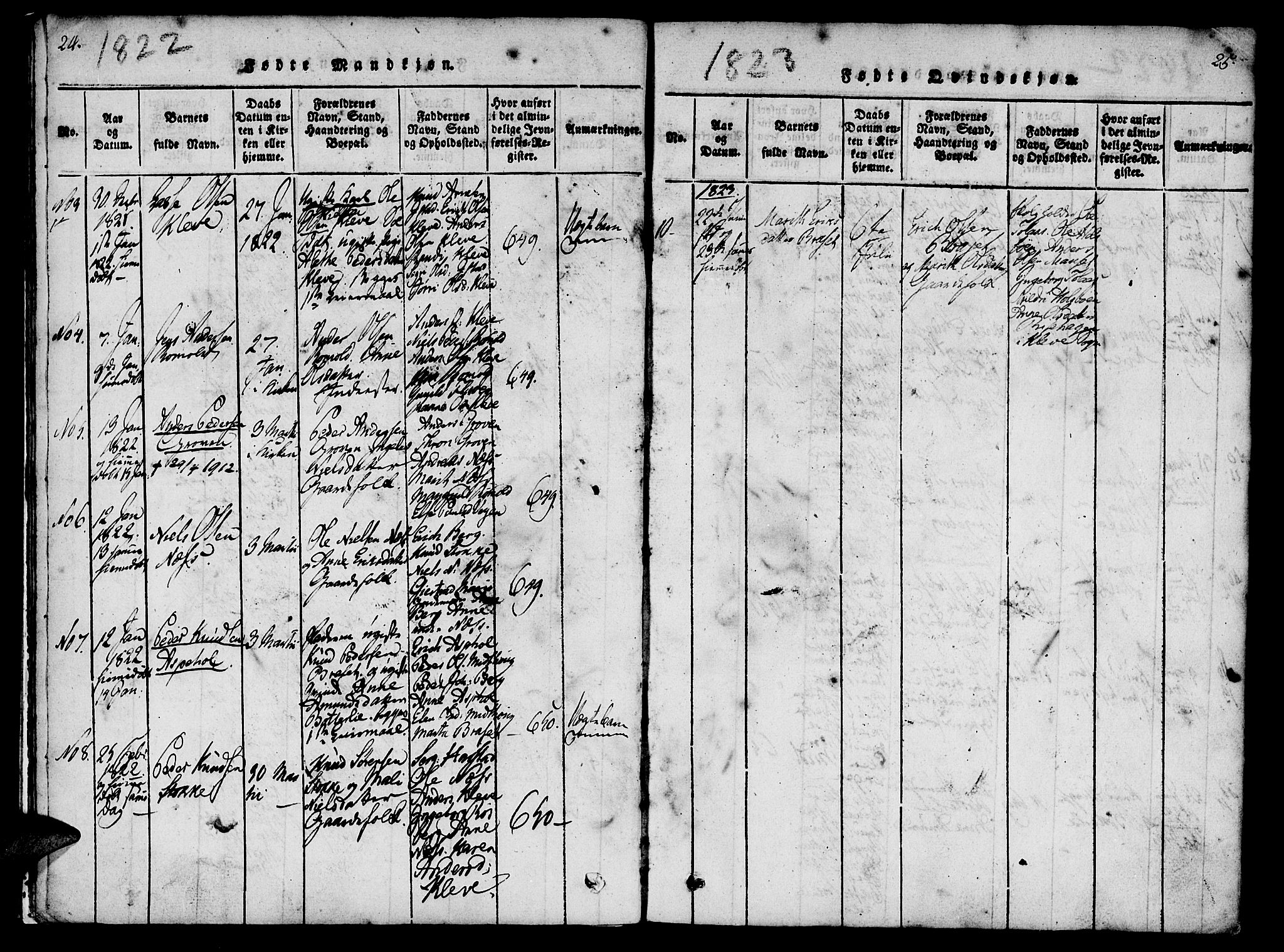 Ministerialprotokoller, klokkerbøker og fødselsregistre - Møre og Romsdal, SAT/A-1454/557/L0679: Parish register (official) no. 557A01, 1818-1843, p. 24-25