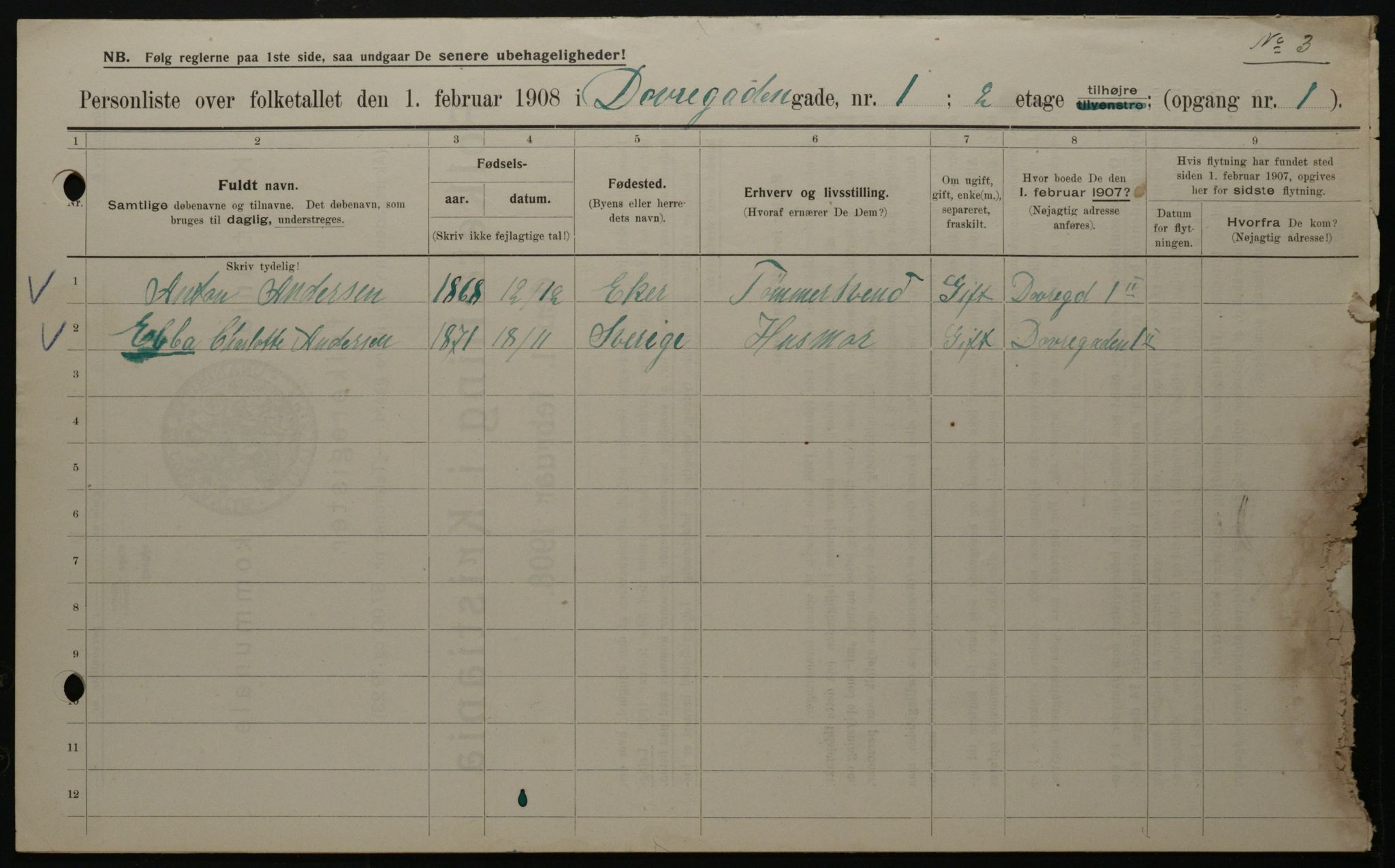 OBA, Municipal Census 1908 for Kristiania, 1908, p. 14924