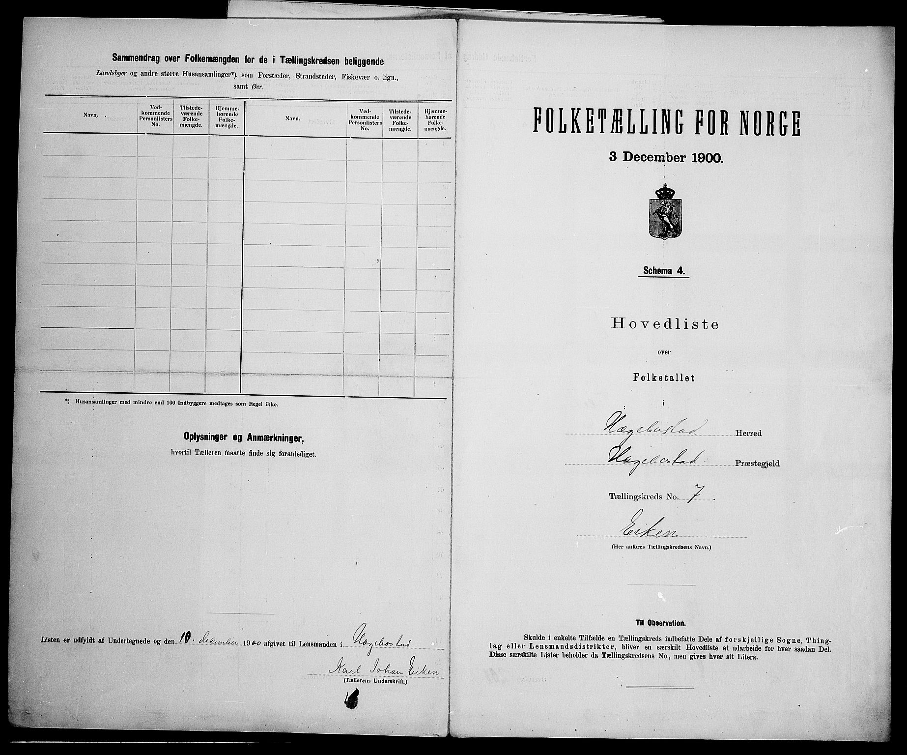 SAK, 1900 census for Hægebostad, 1900, p. 37