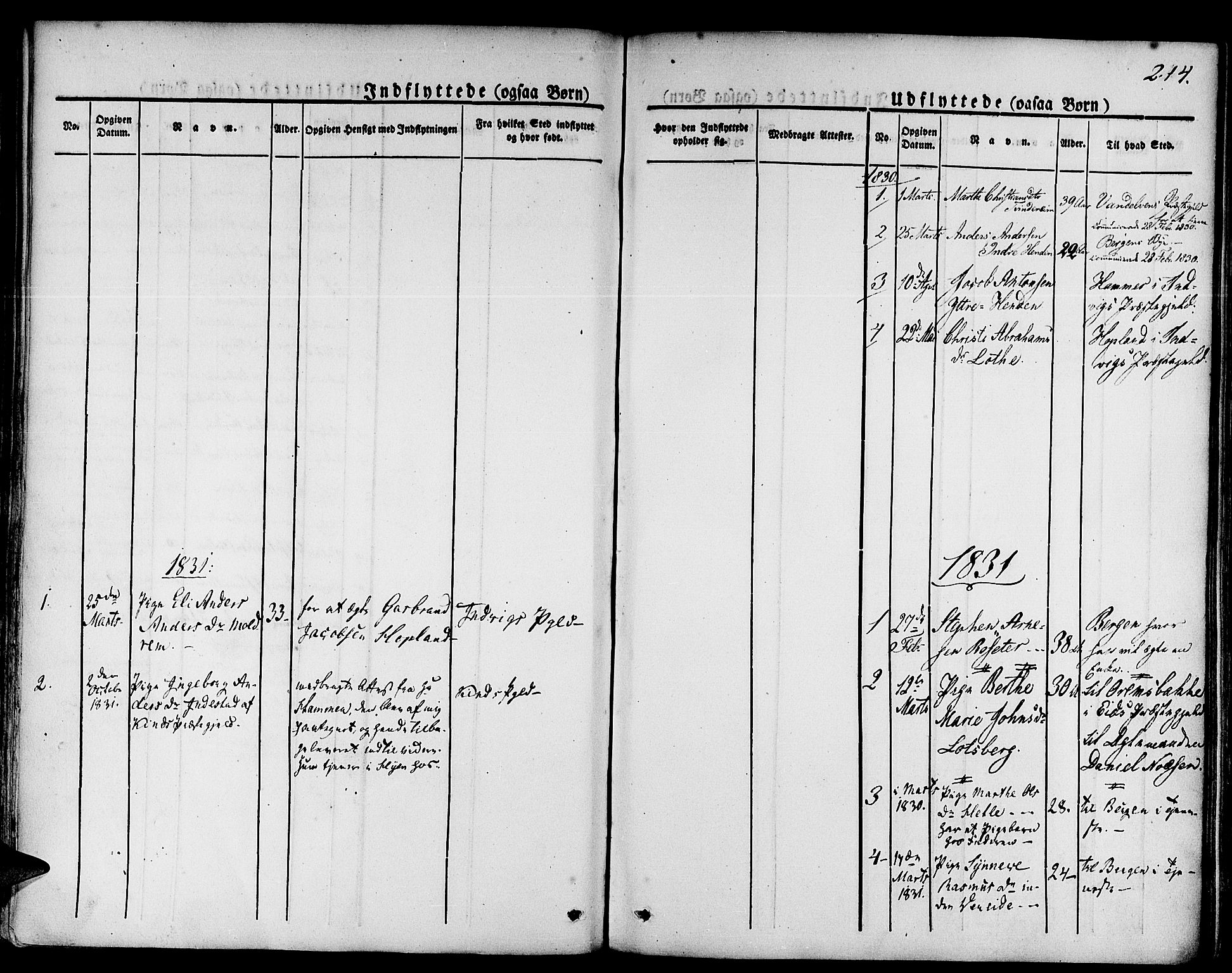 Gloppen sokneprestembete, SAB/A-80101/H/Haa/Haaa/L0007: Parish register (official) no. A 7, 1827-1837, p. 214