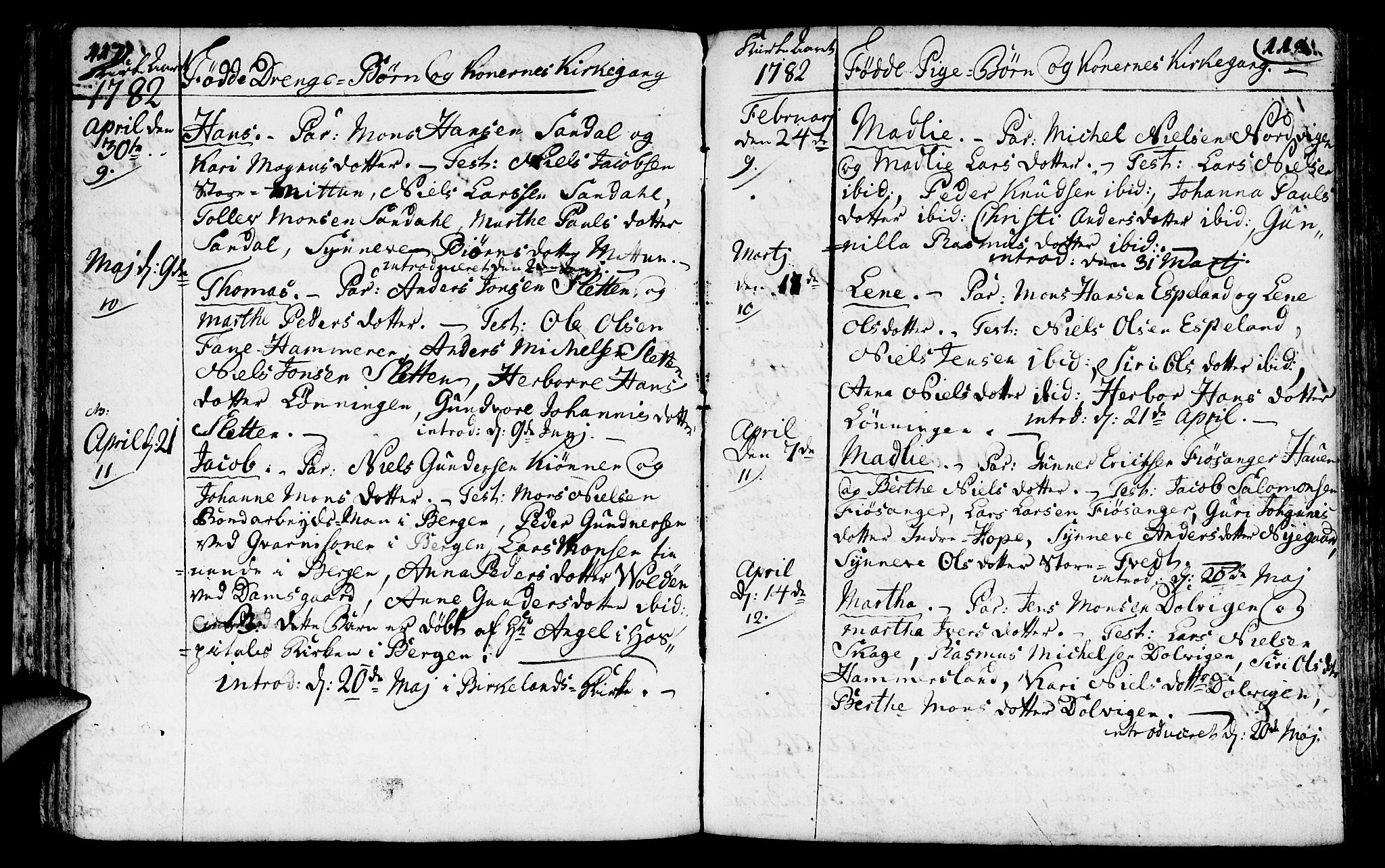 Fana Sokneprestembete, AV/SAB-A-75101/H/Haa/Haaa/L0005: Parish register (official) no. A 5, 1773-1799, p. 117-118