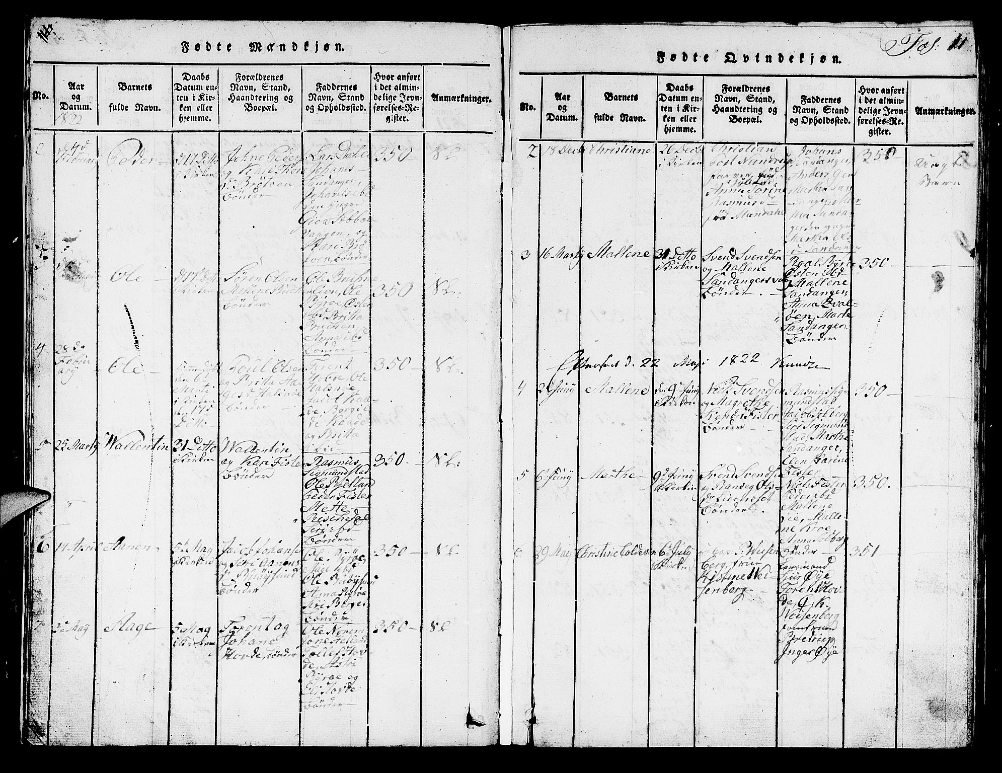 Hjelmeland sokneprestkontor, SAST/A-101843/01/V/L0003: Parish register (copy) no. B 3, 1816-1841, p. 11