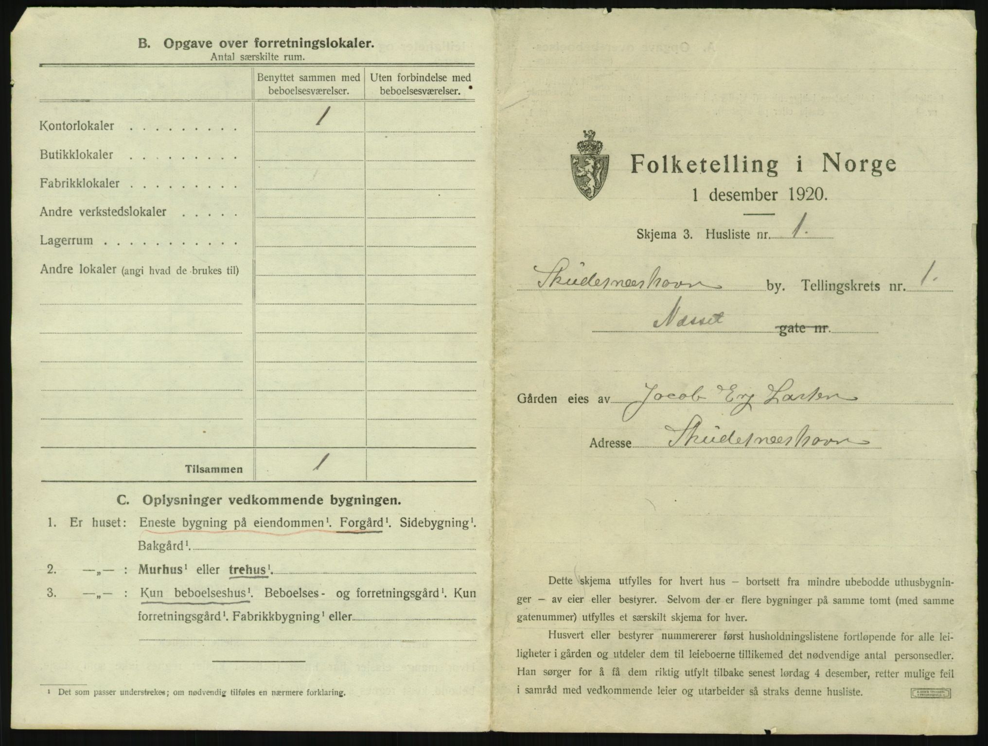 SAST, 1920 census for Skudeneshavn, 1920, p. 17