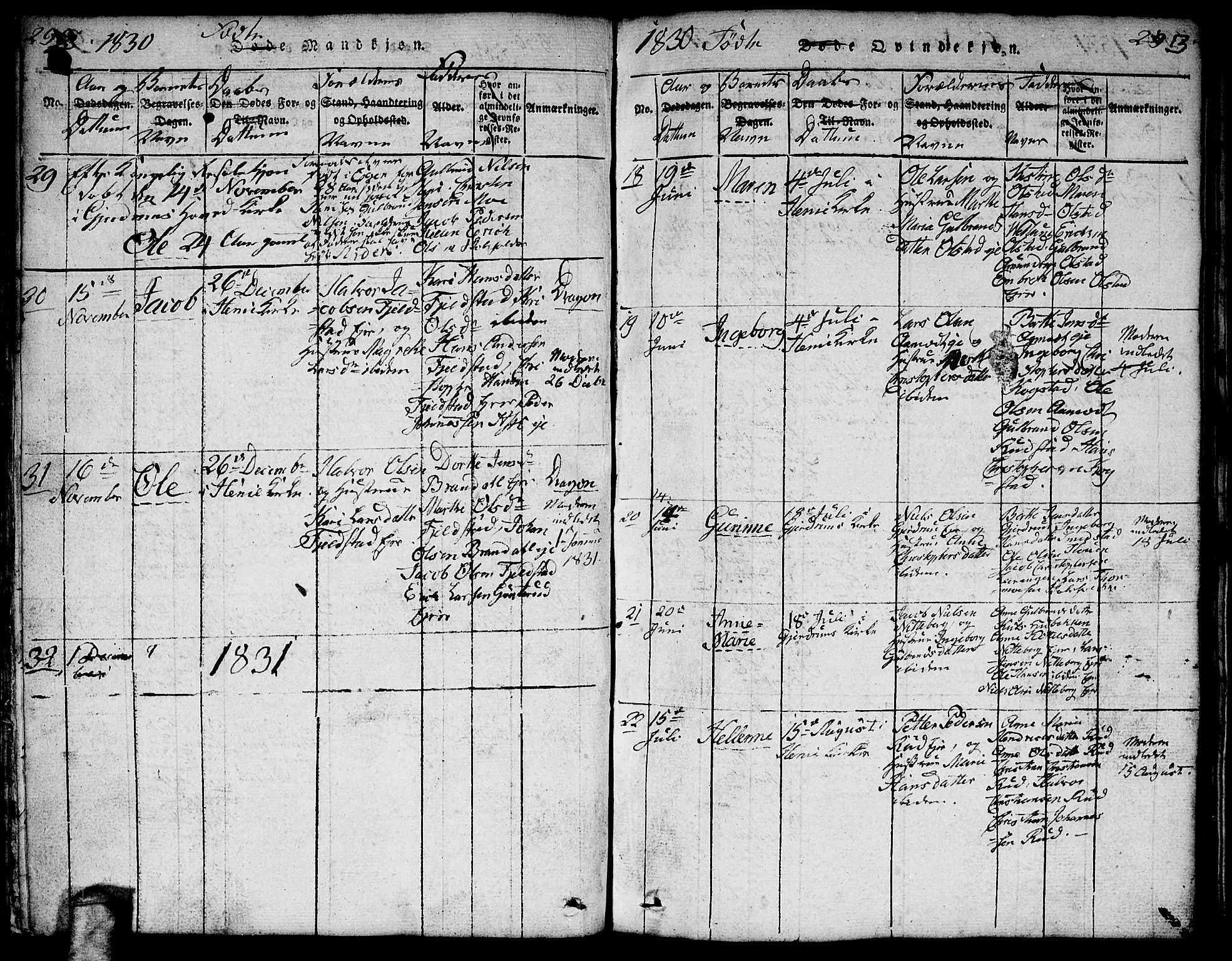 Gjerdrum prestekontor Kirkebøker, AV/SAO-A-10412b/F/Fa/L0004: Parish register (official) no. I 4, 1816-1836, p. 292-293