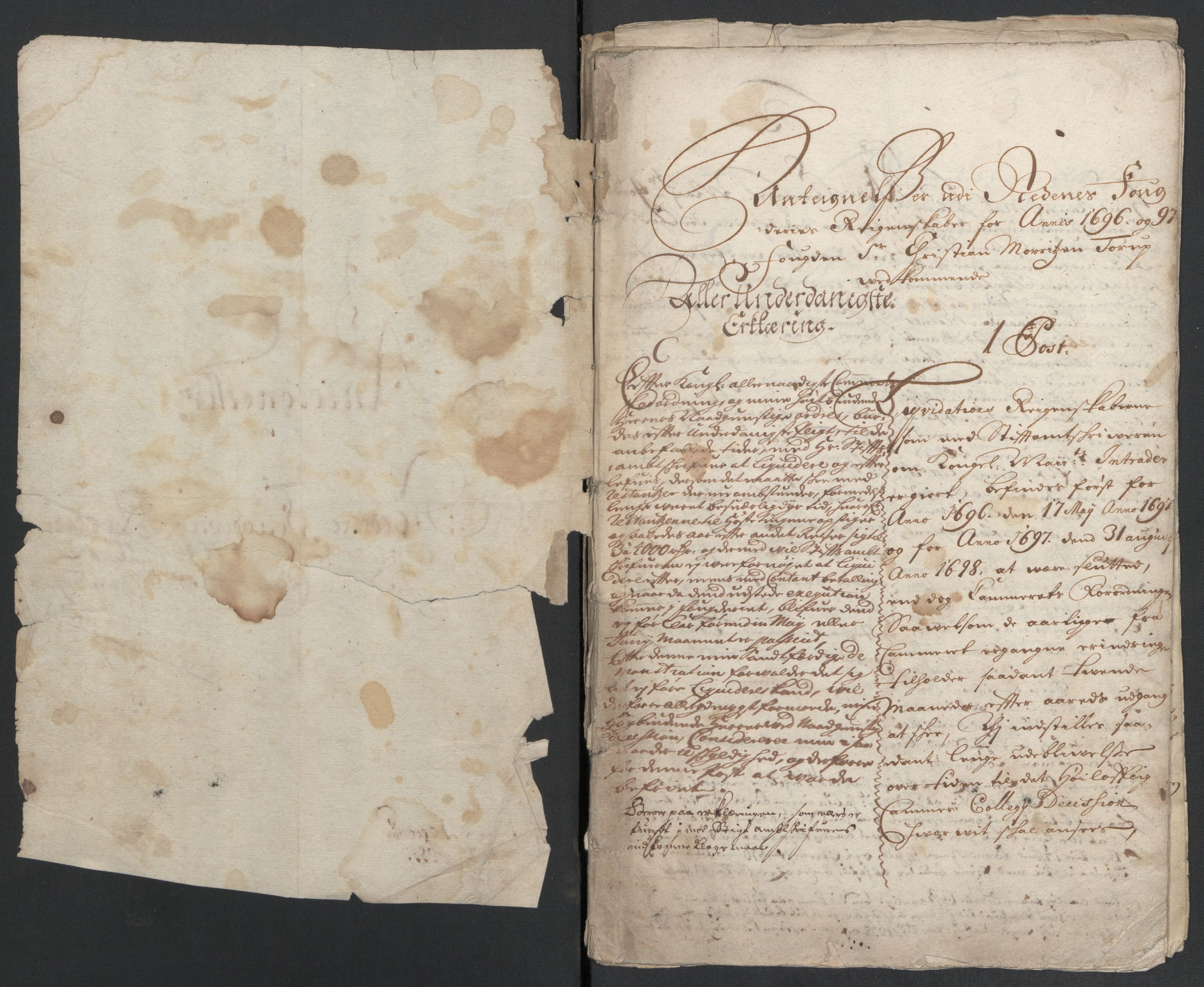 Rentekammeret inntil 1814, Reviderte regnskaper, Fogderegnskap, AV/RA-EA-4092/R39/L2313: Fogderegnskap Nedenes, 1696-1697, p. 277