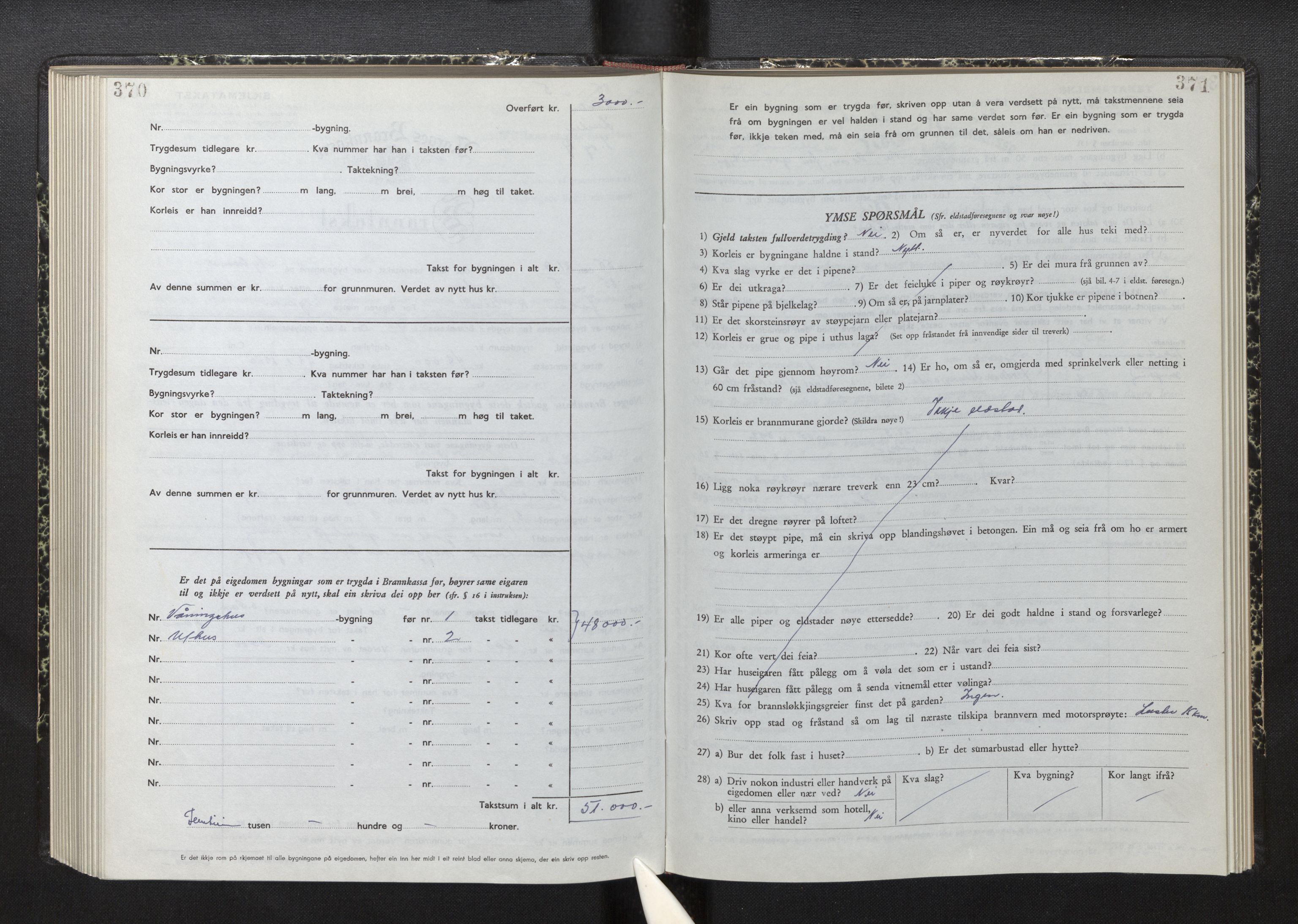 Lensmannen i Luster, AV/SAB-A-29301/0012/L0008: Branntakstprotokoll, skjematakst, 1949-1955, p. 370-371