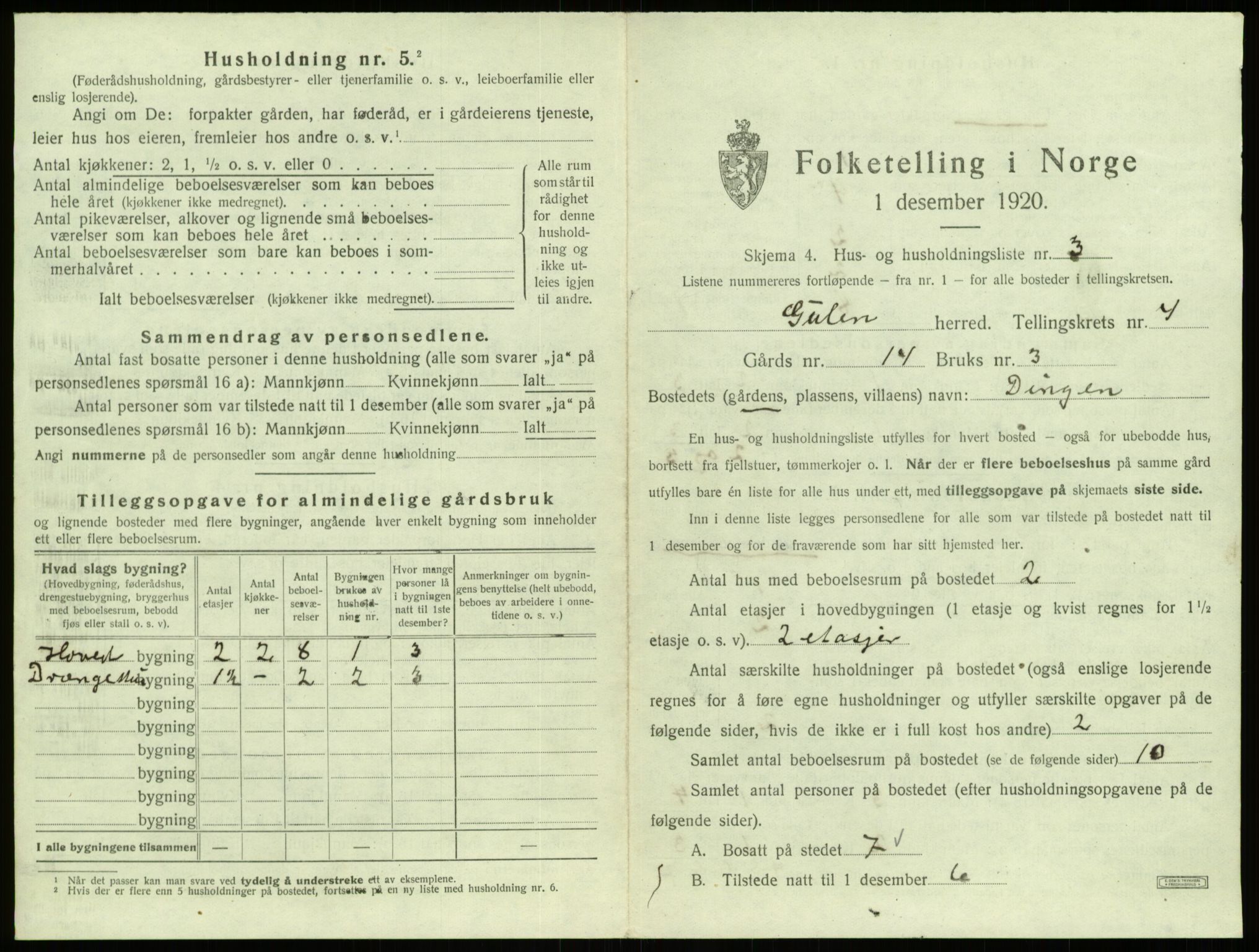 SAB, 1920 census for Gulen, 1920, p. 163