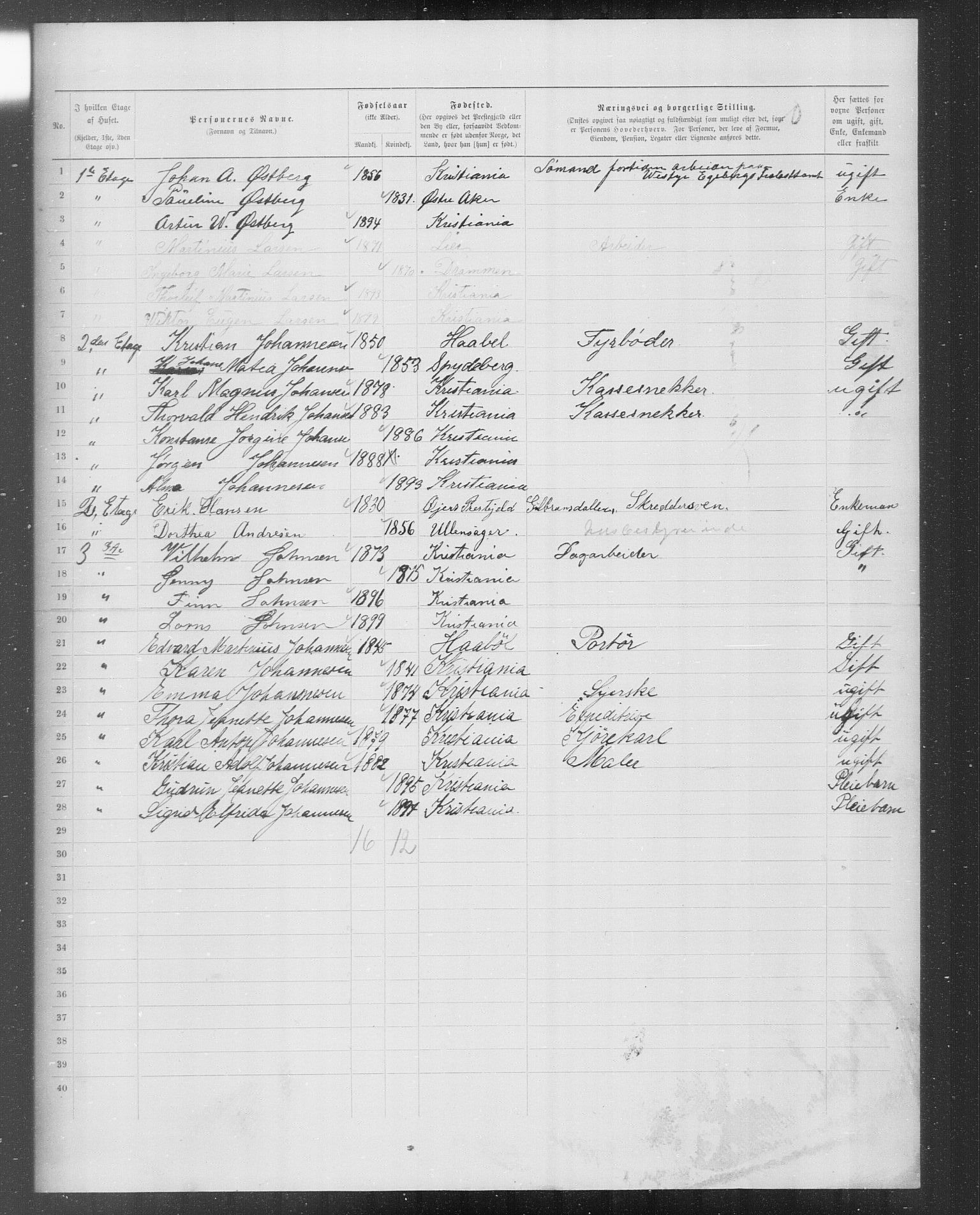 OBA, Municipal Census 1899 for Kristiania, 1899, p. 9036