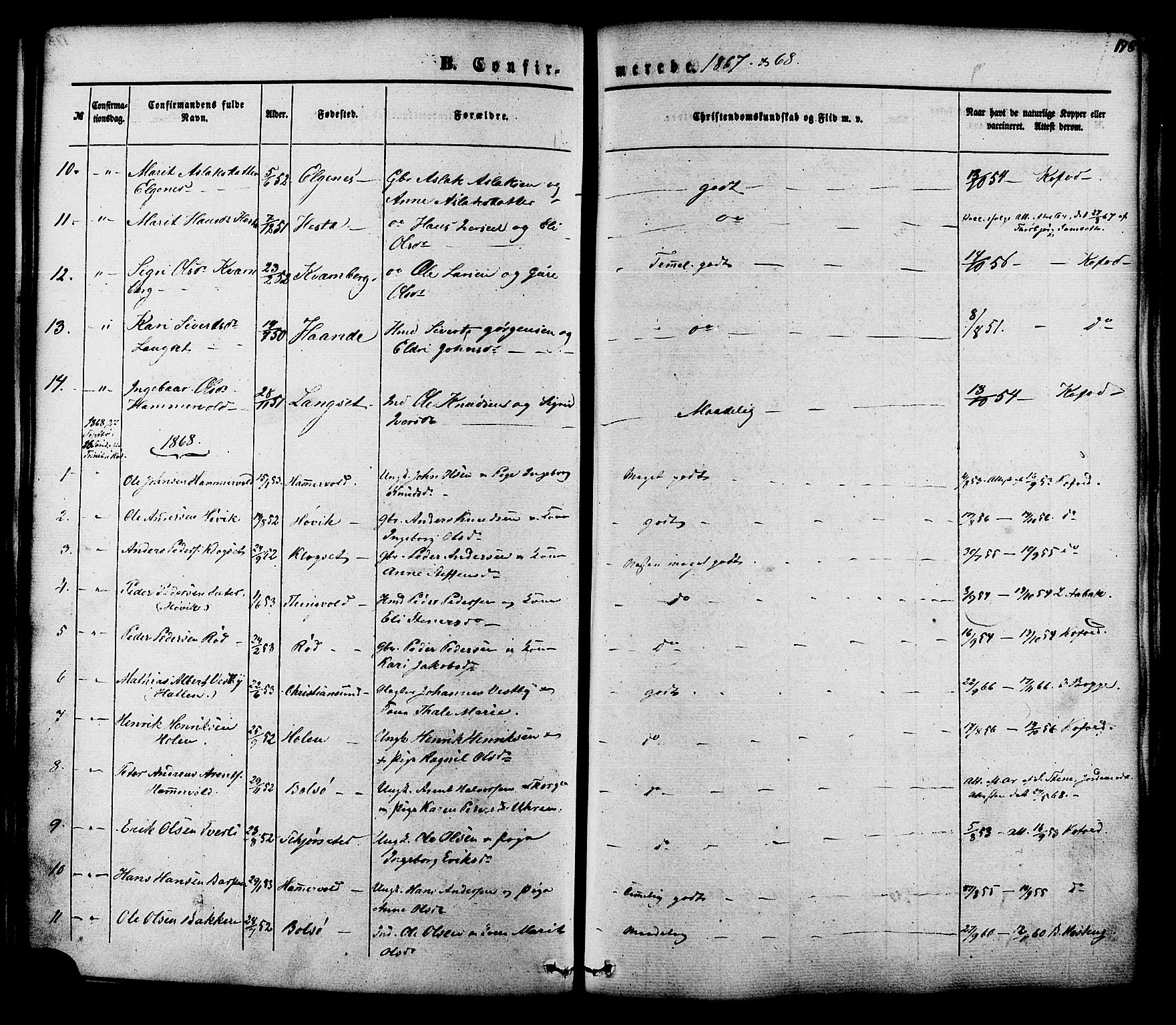 Ministerialprotokoller, klokkerbøker og fødselsregistre - Møre og Romsdal, SAT/A-1454/551/L0625: Parish register (official) no. 551A05, 1846-1879, p. 178
