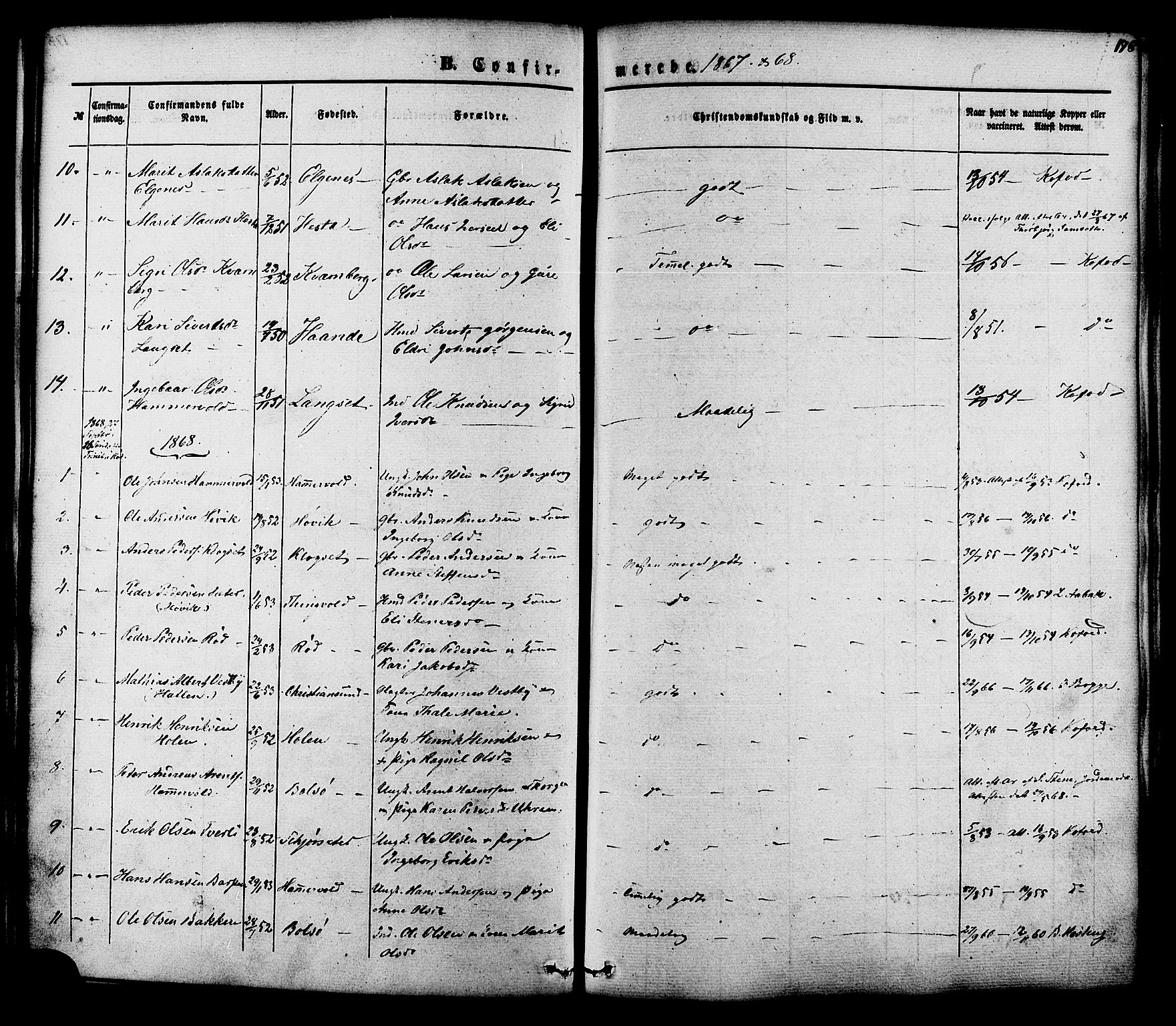 Ministerialprotokoller, klokkerbøker og fødselsregistre - Møre og Romsdal, AV/SAT-A-1454/551/L0625: Parish register (official) no. 551A05, 1846-1879, p. 178