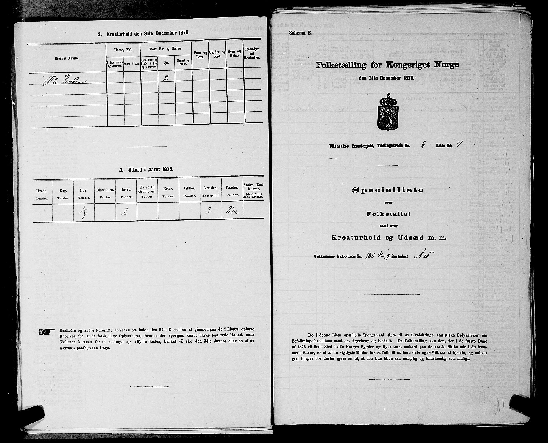 RA, 1875 census for 0235P Ullensaker, 1875, p. 774