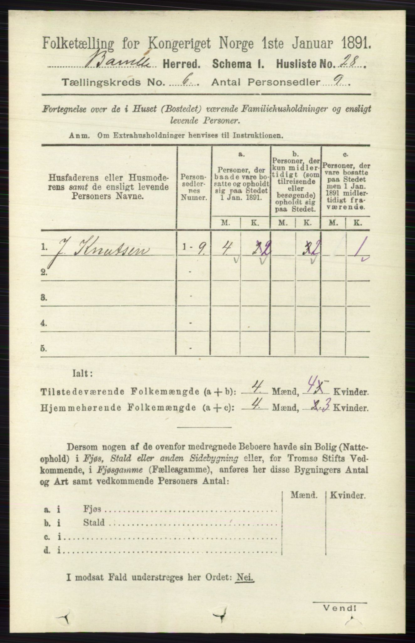 RA, 1891 census for 0814 Bamble, 1891, p. 2683