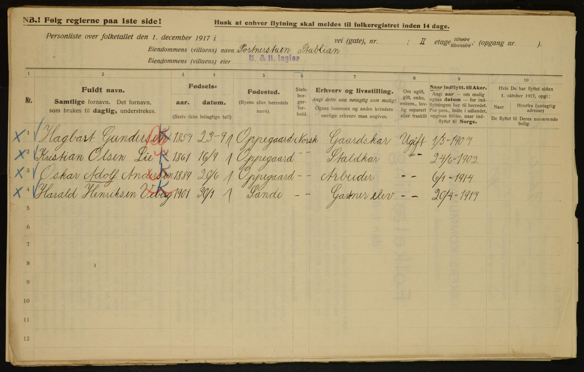 OBA, Municipal Census 1917 for Aker, 1917, p. 16226