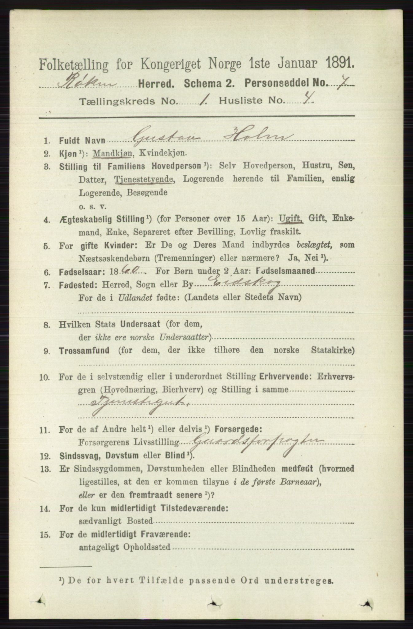 RA, 1891 census for 0627 Røyken, 1891, p. 112