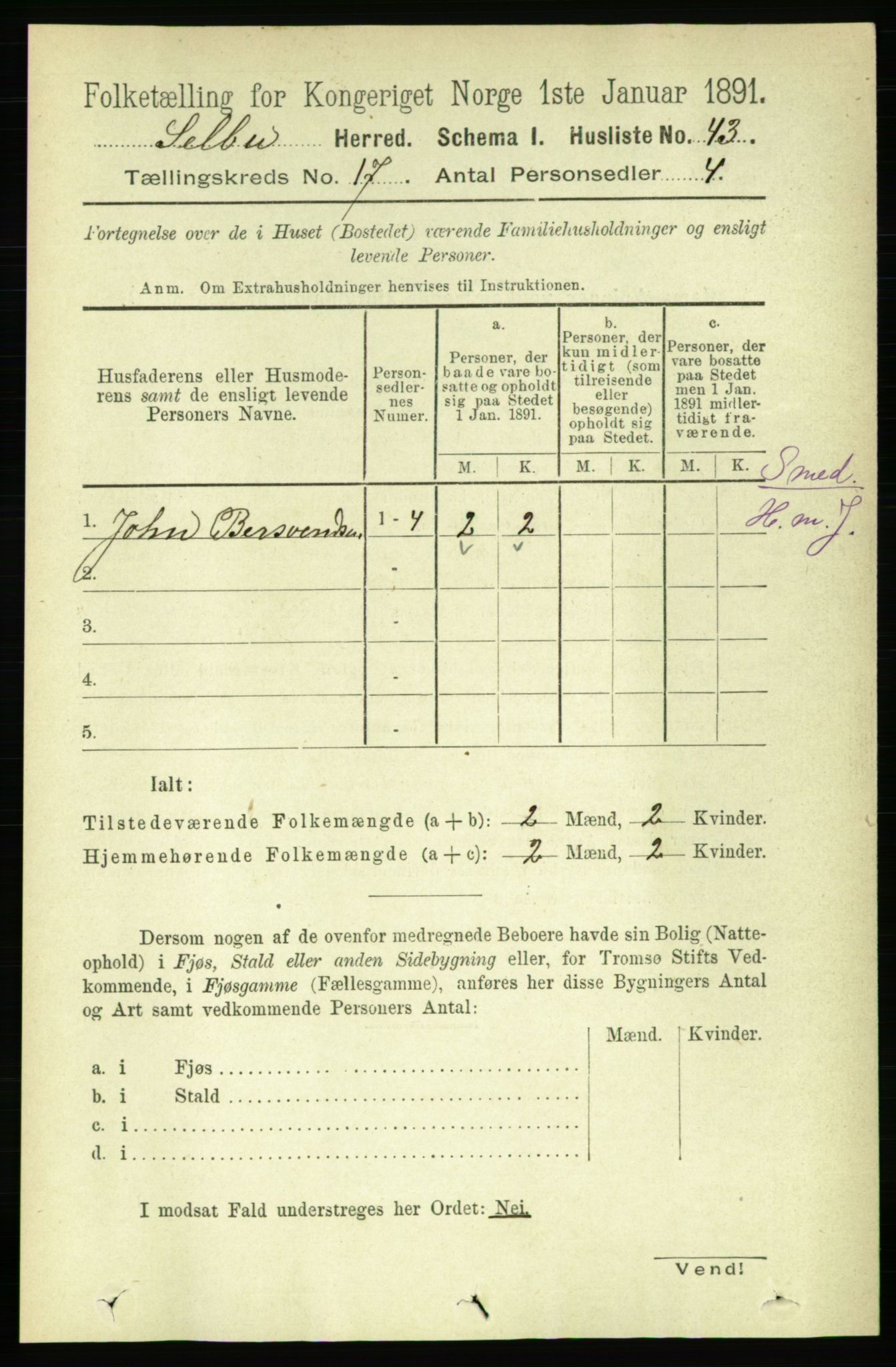 RA, 1891 census for 1664 Selbu, 1891, p. 6045