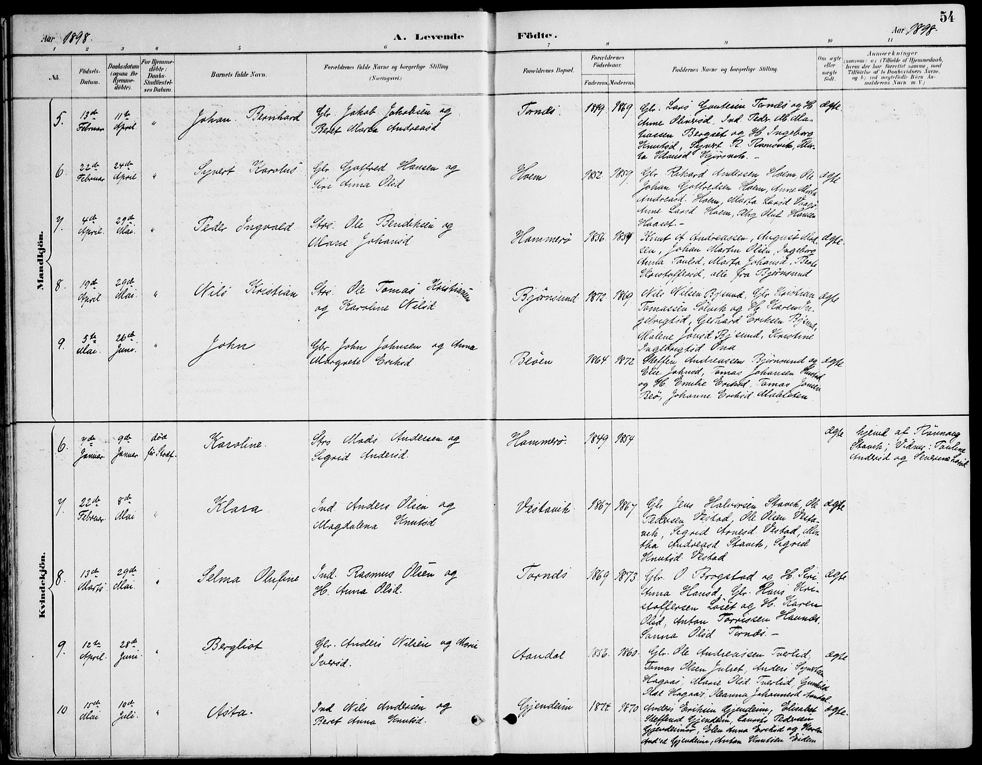 Ministerialprotokoller, klokkerbøker og fødselsregistre - Møre og Romsdal, AV/SAT-A-1454/565/L0750: Parish register (official) no. 565A04, 1887-1905, p. 54