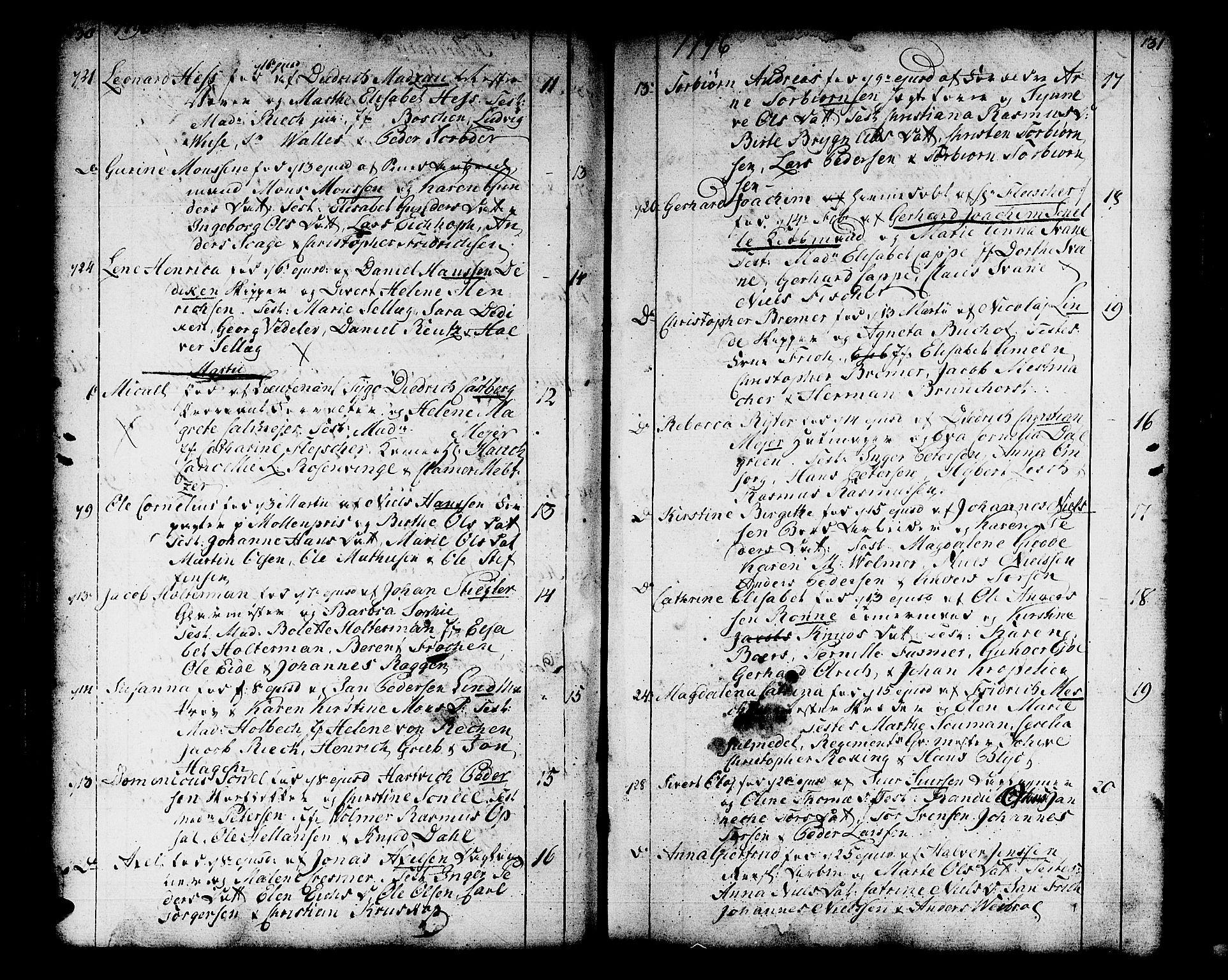 Domkirken sokneprestembete, AV/SAB-A-74801/H/Haa/L0004: Parish register (official) no. A 4, 1763-1820, p. 130-131