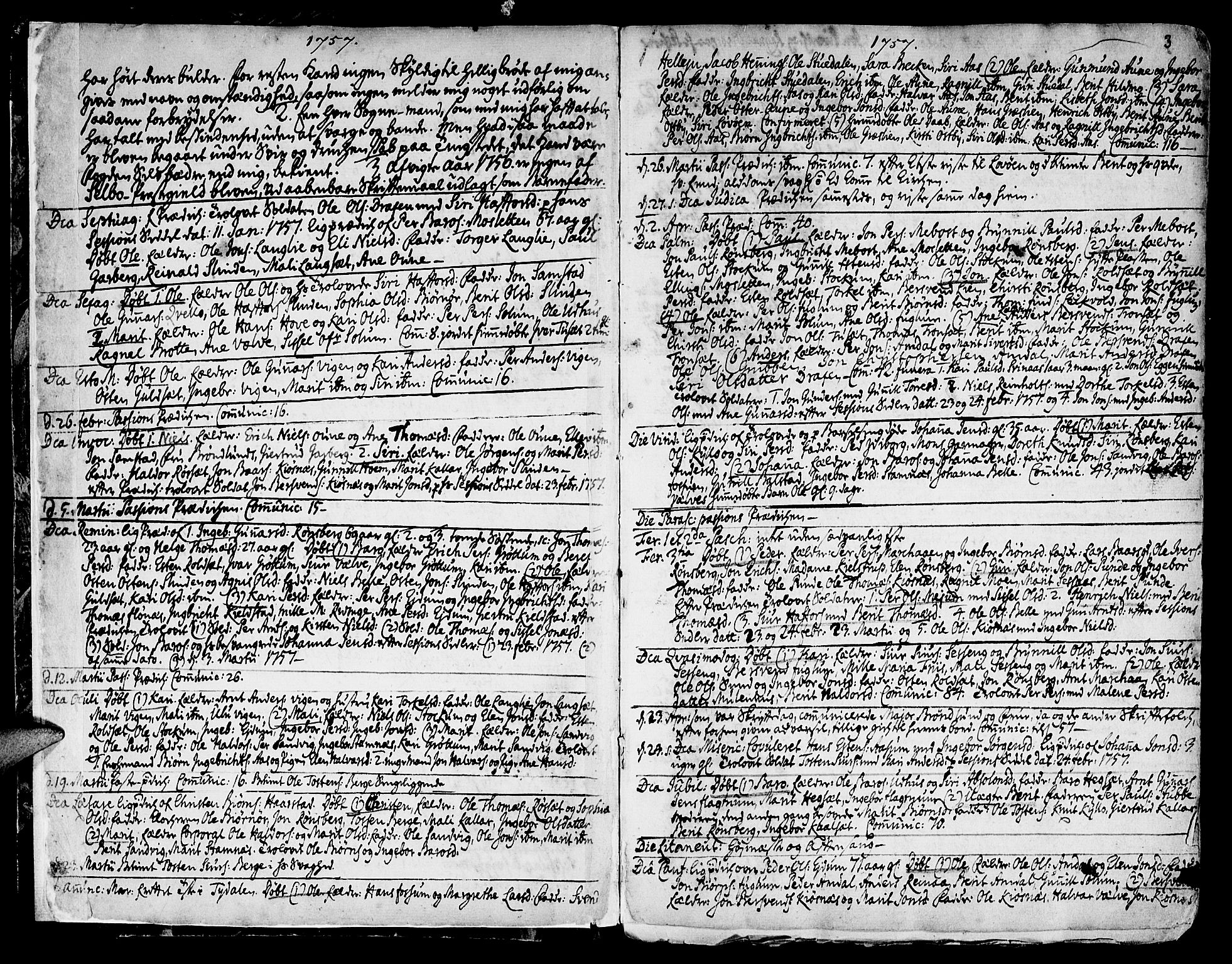 Ministerialprotokoller, klokkerbøker og fødselsregistre - Sør-Trøndelag, SAT/A-1456/695/L1138: Parish register (official) no. 695A02 /1, 1757-1801, p. 3