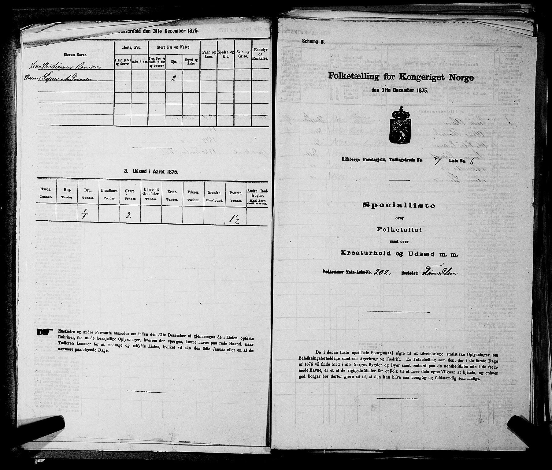 RA, 1875 census for 0125P Eidsberg, 1875, p. 1369