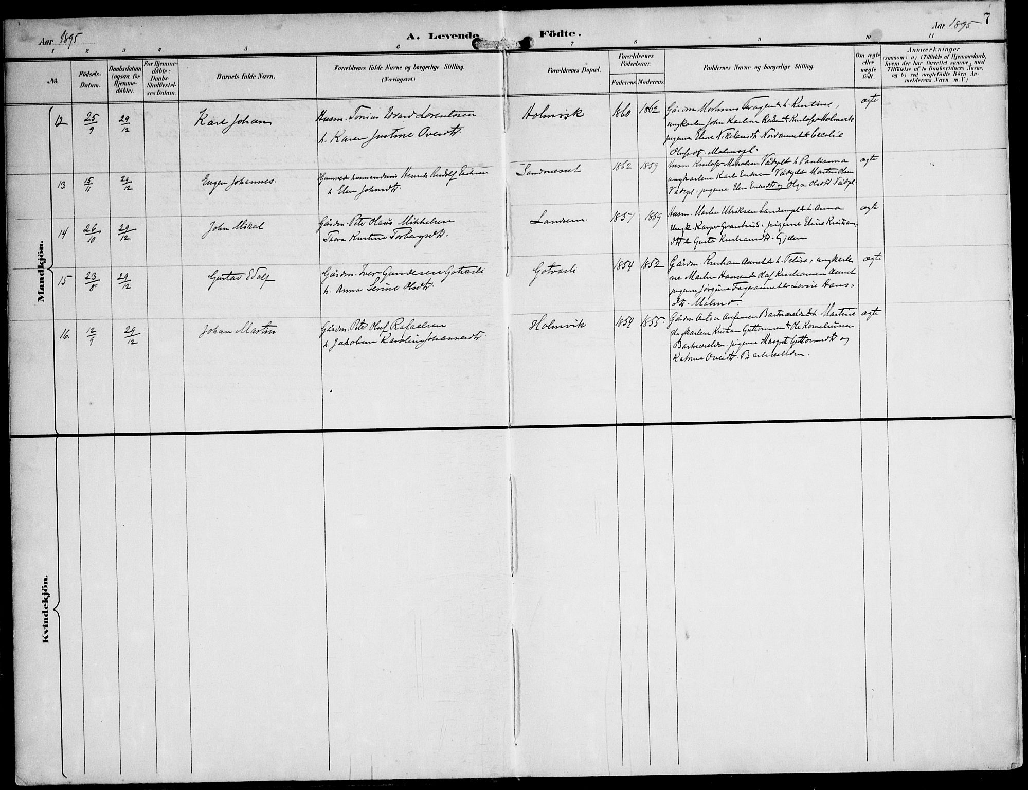 Ministerialprotokoller, klokkerbøker og fødselsregistre - Nord-Trøndelag, AV/SAT-A-1458/745/L0430: Parish register (official) no. 745A02, 1895-1913, p. 7