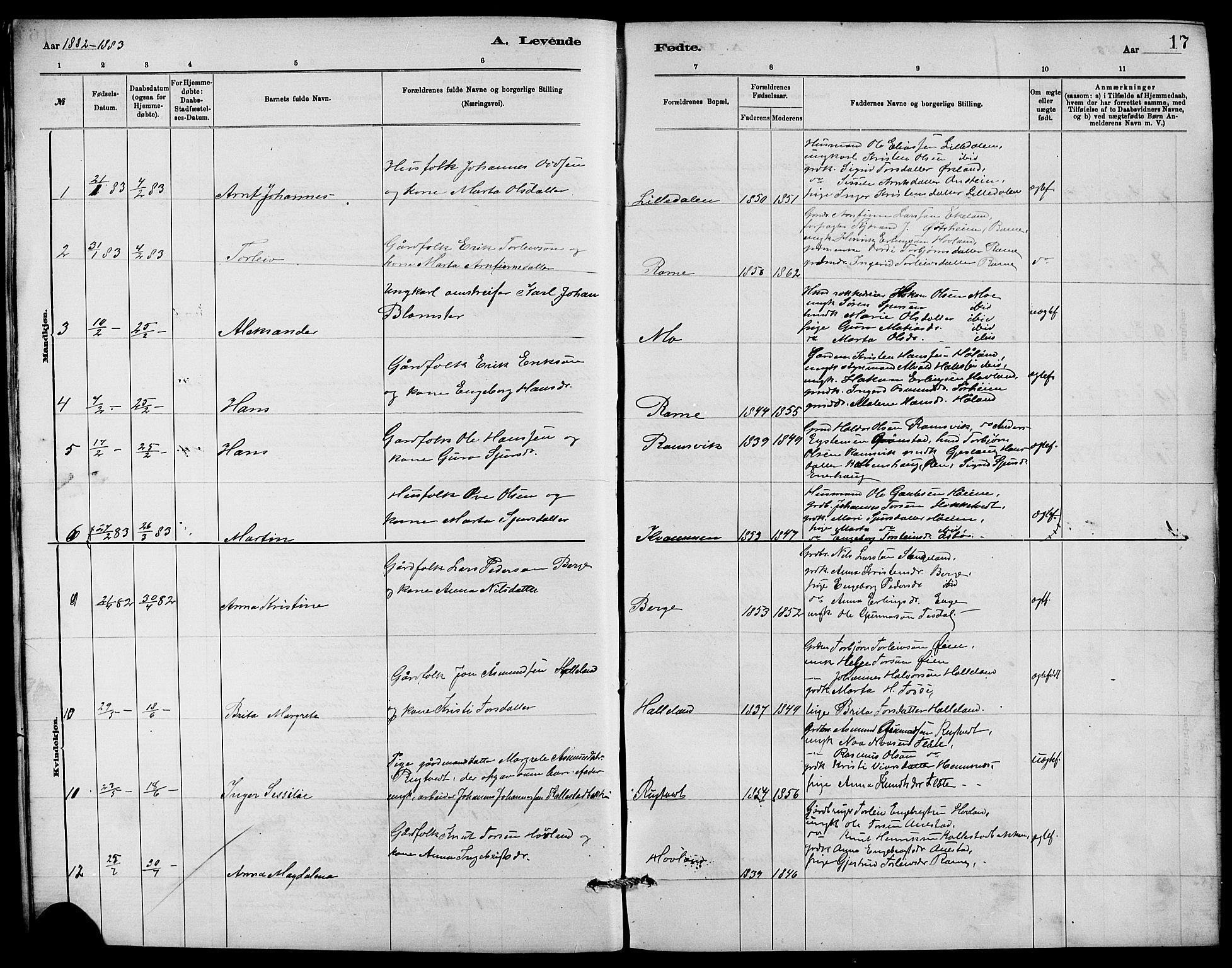 Etne sokneprestembete, SAB/A-75001/H/Hab: Parish register (copy) no. C 4, 1879-1896, p. 17