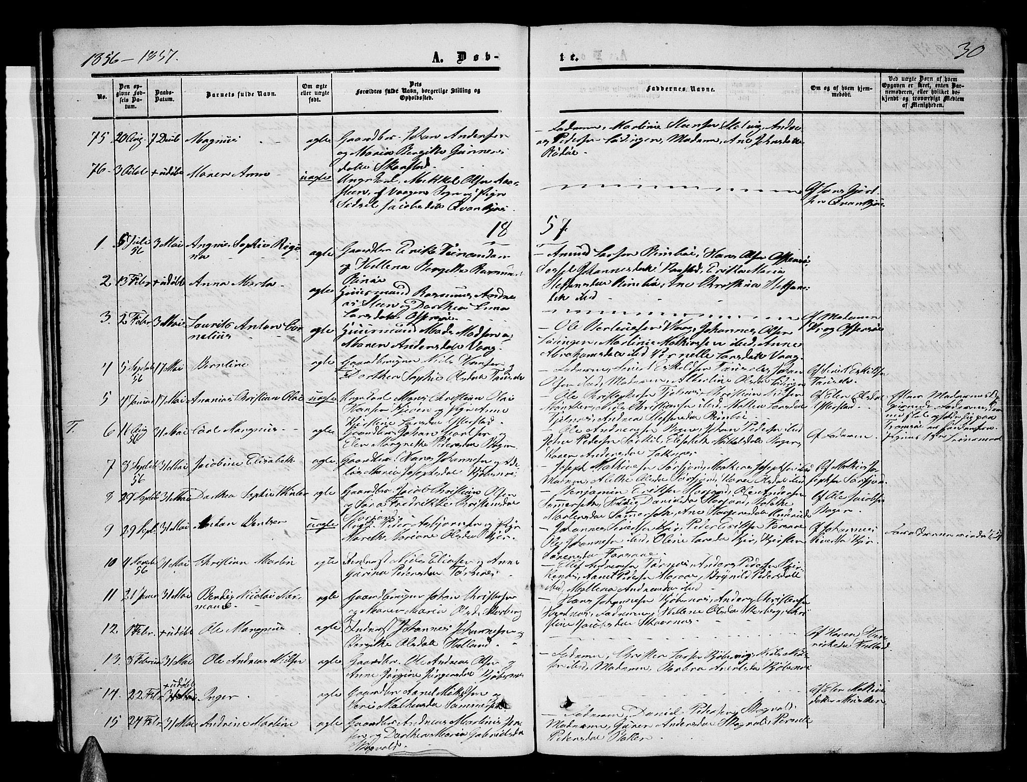 Ministerialprotokoller, klokkerbøker og fødselsregistre - Nordland, AV/SAT-A-1459/872/L1046: Parish register (copy) no. 872C02, 1852-1879, p. 30