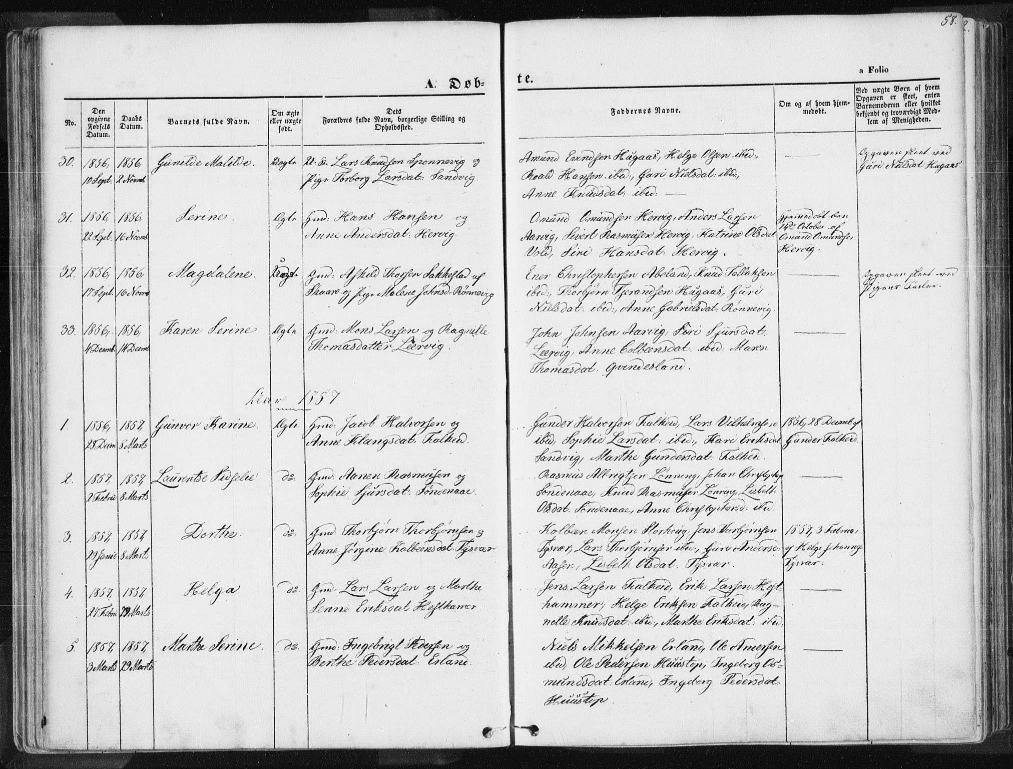 Tysvær sokneprestkontor, AV/SAST-A -101864/H/Ha/Haa/L0003: Parish register (official) no. A 3, 1856-1865, p. 58