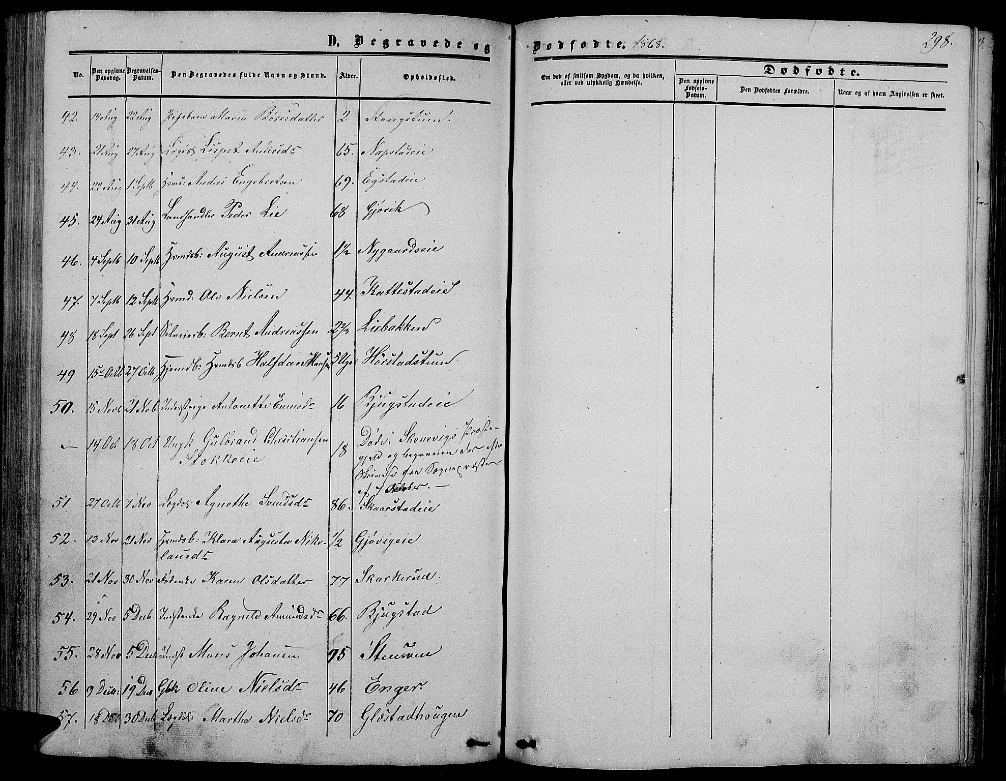 Vardal prestekontor, SAH/PREST-100/H/Ha/Hab/L0005: Parish register (copy) no. 5, 1854-1868, p. 298