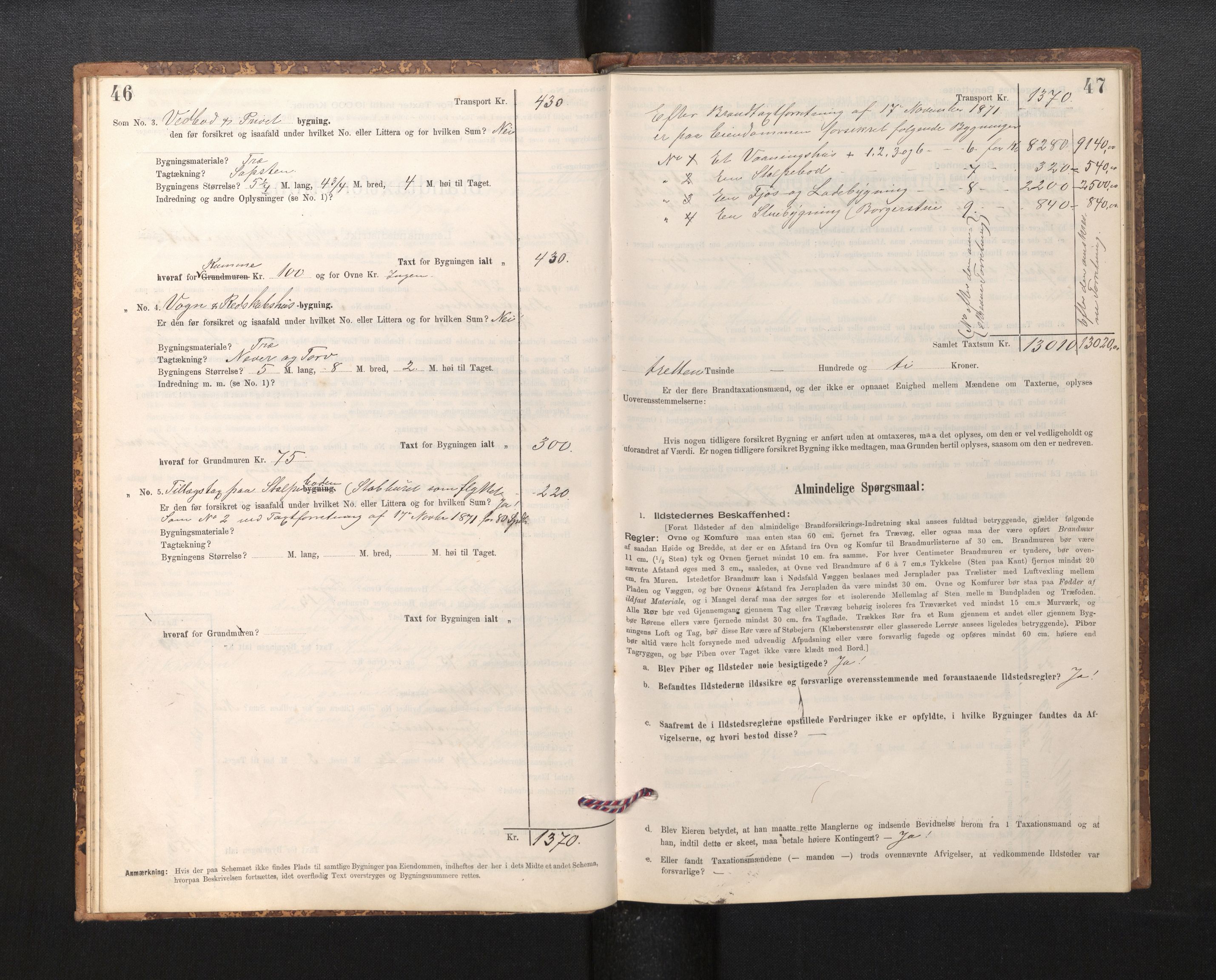 Lensmannen i Hornindal, AV/SAB-A-28201/0012/L0001: Branntakstprotokoll, skjematakst, 1895-1951, p. 46-47