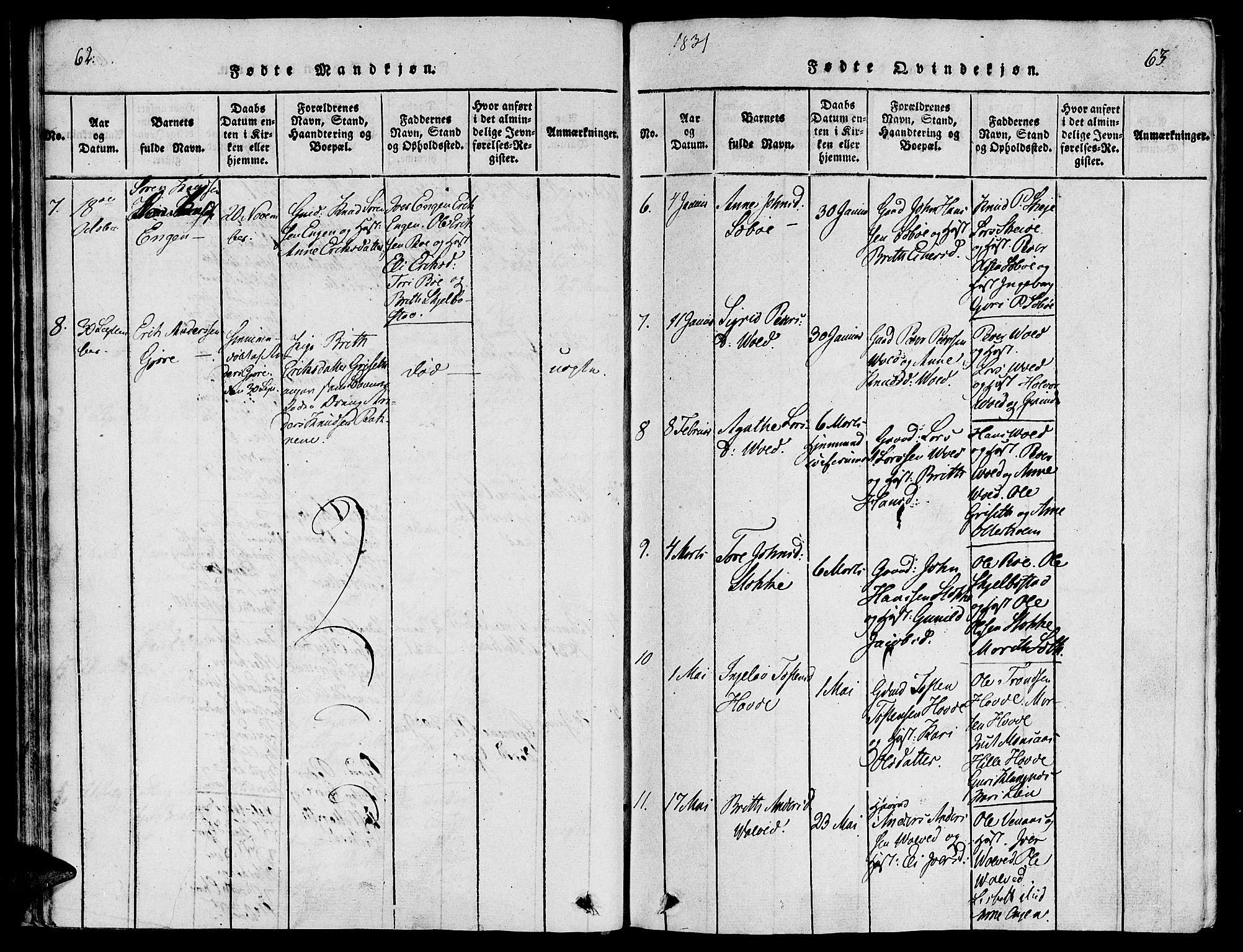 Ministerialprotokoller, klokkerbøker og fødselsregistre - Møre og Romsdal, SAT/A-1454/543/L0561: Parish register (official) no. 543A01, 1818-1853, p. 62-63